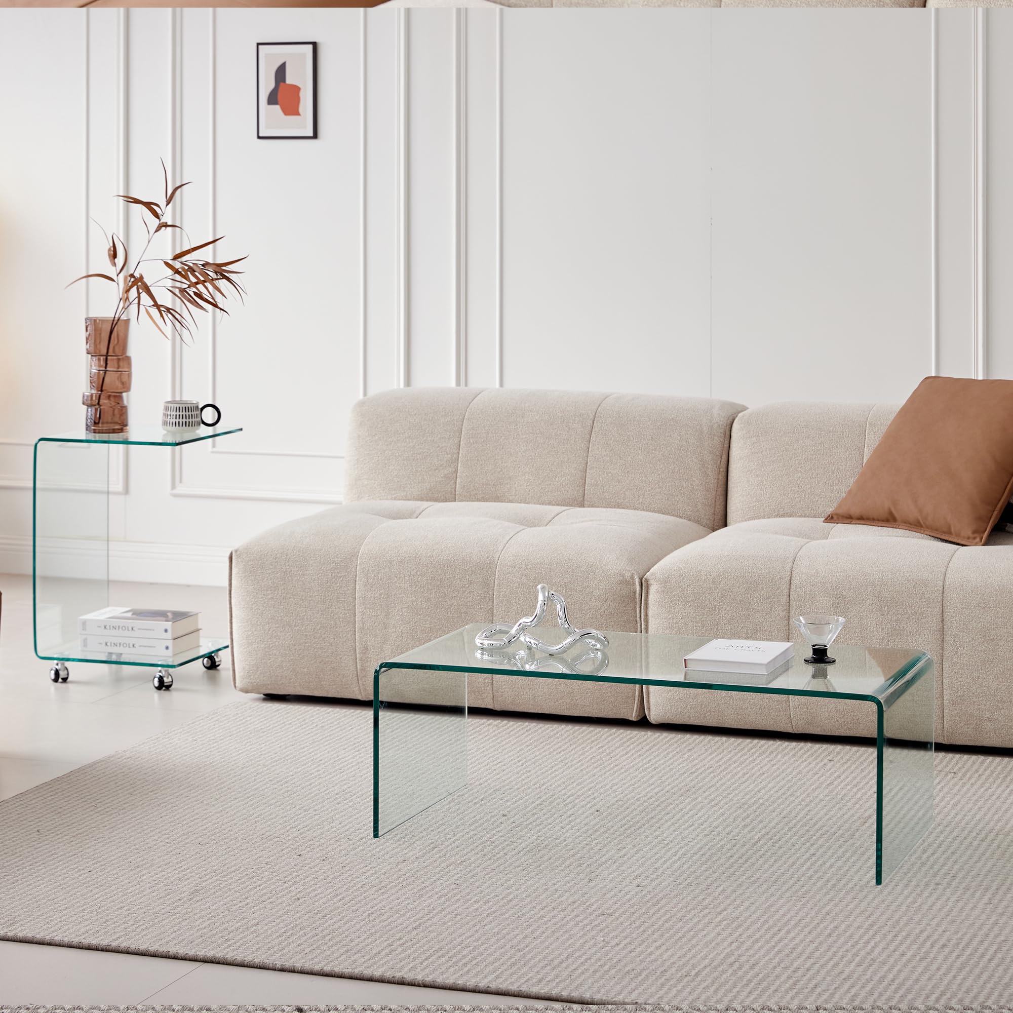 Modern Clear Tempered Glass Coffee Table 39.4