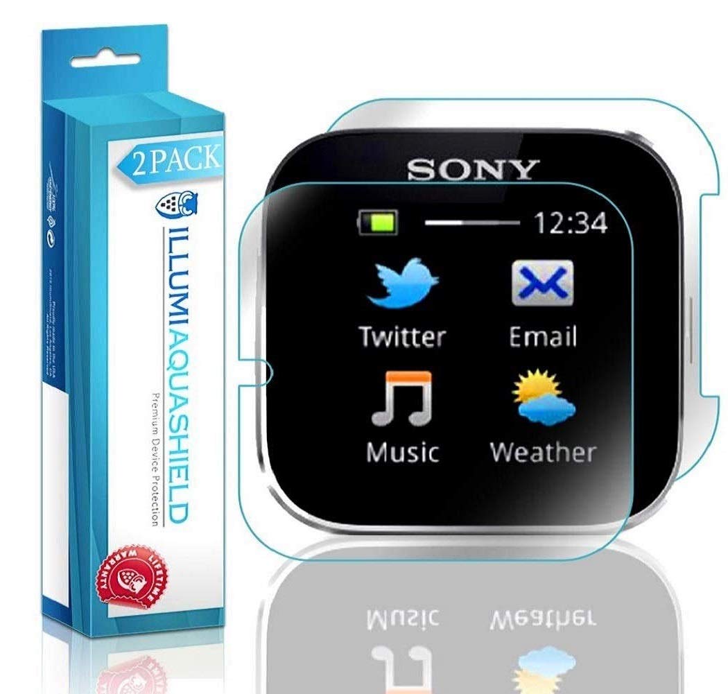 2-Pack ILLUMI AquaShield HD Clear TPU Screen Protector for Sony SmartWatch | Front & Back Protection | Bubble-Free Film | Perfect for Swimming, Workouts & Daily Use