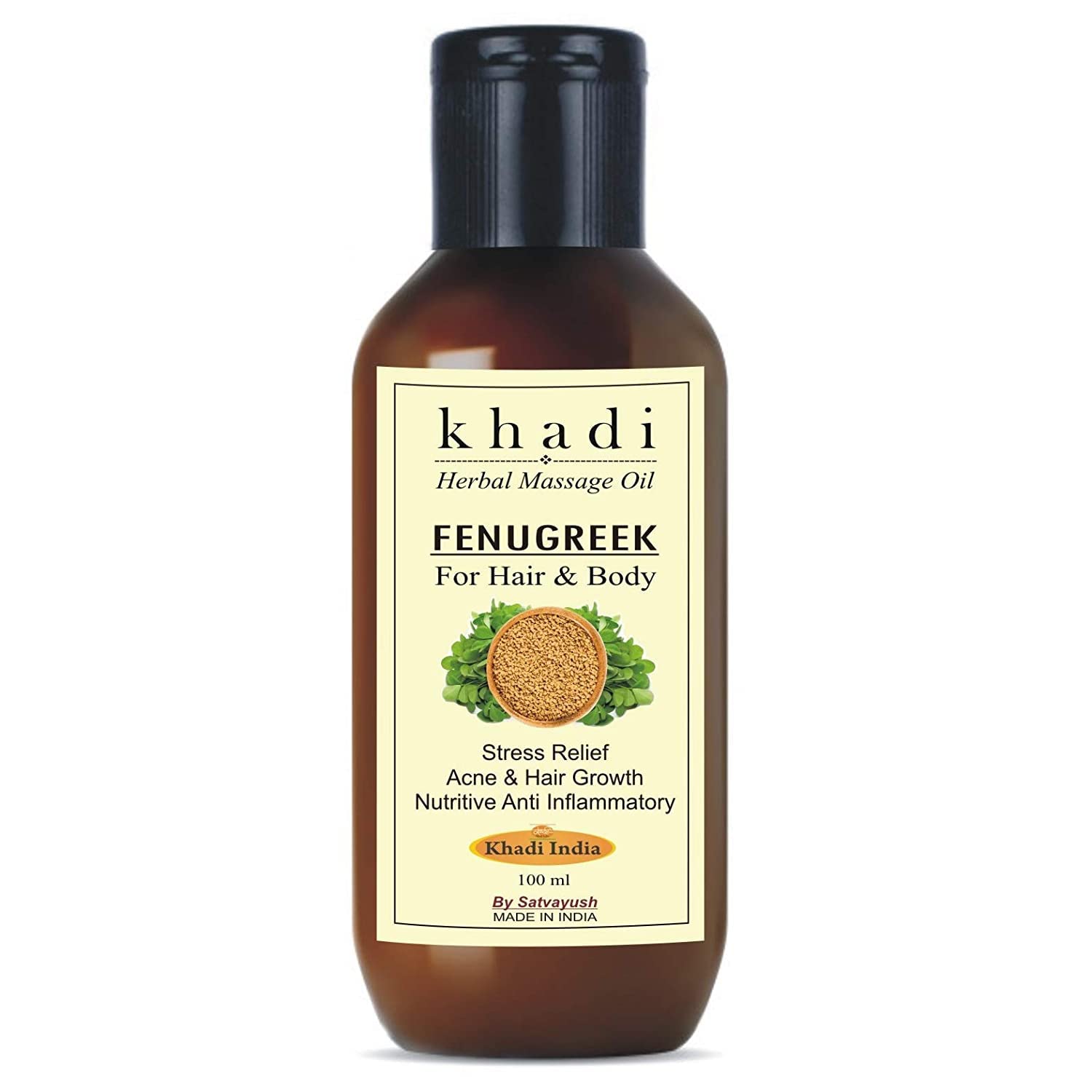 Satvayush Khadi Fenugreek (Methi) Ayurvedic Massage Oil - 100% Natural Herbal Oil for Hair Growth & Body Care | Promotes Healthy Scalp & Skin Hydration | Perfect for Daily Ayurvedic Massage & Hair Treatment