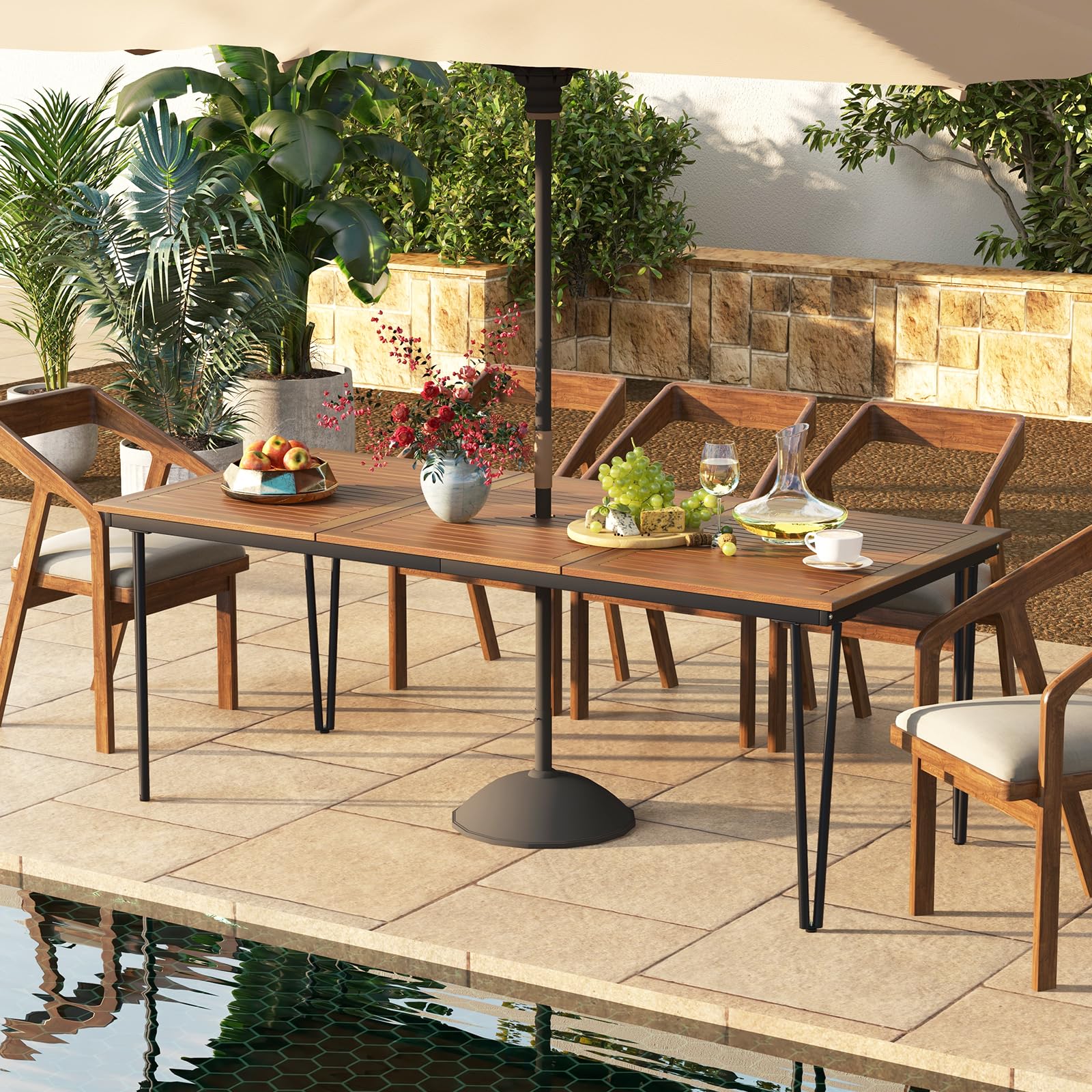 **Tangkula 79 Inch Outdoor Dining Table - 8-Person Patio Table with 1.9