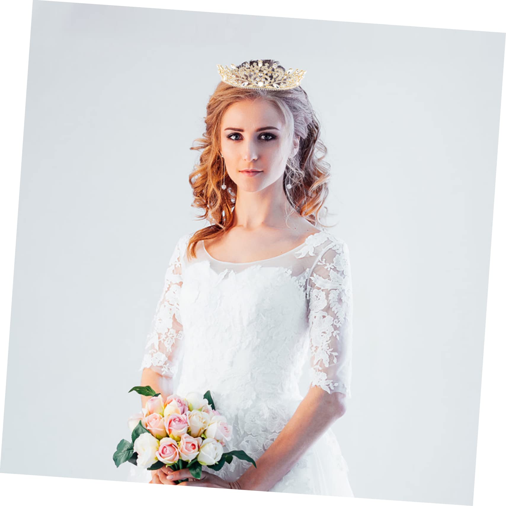 POPETPOP Baroque Rhinestone Bridal Tiara Crown - Elegant Wedding Hair Accessories for Bride & Girls | Perfect for Bridal Gowns, Makeup, and Wedding Photography Props