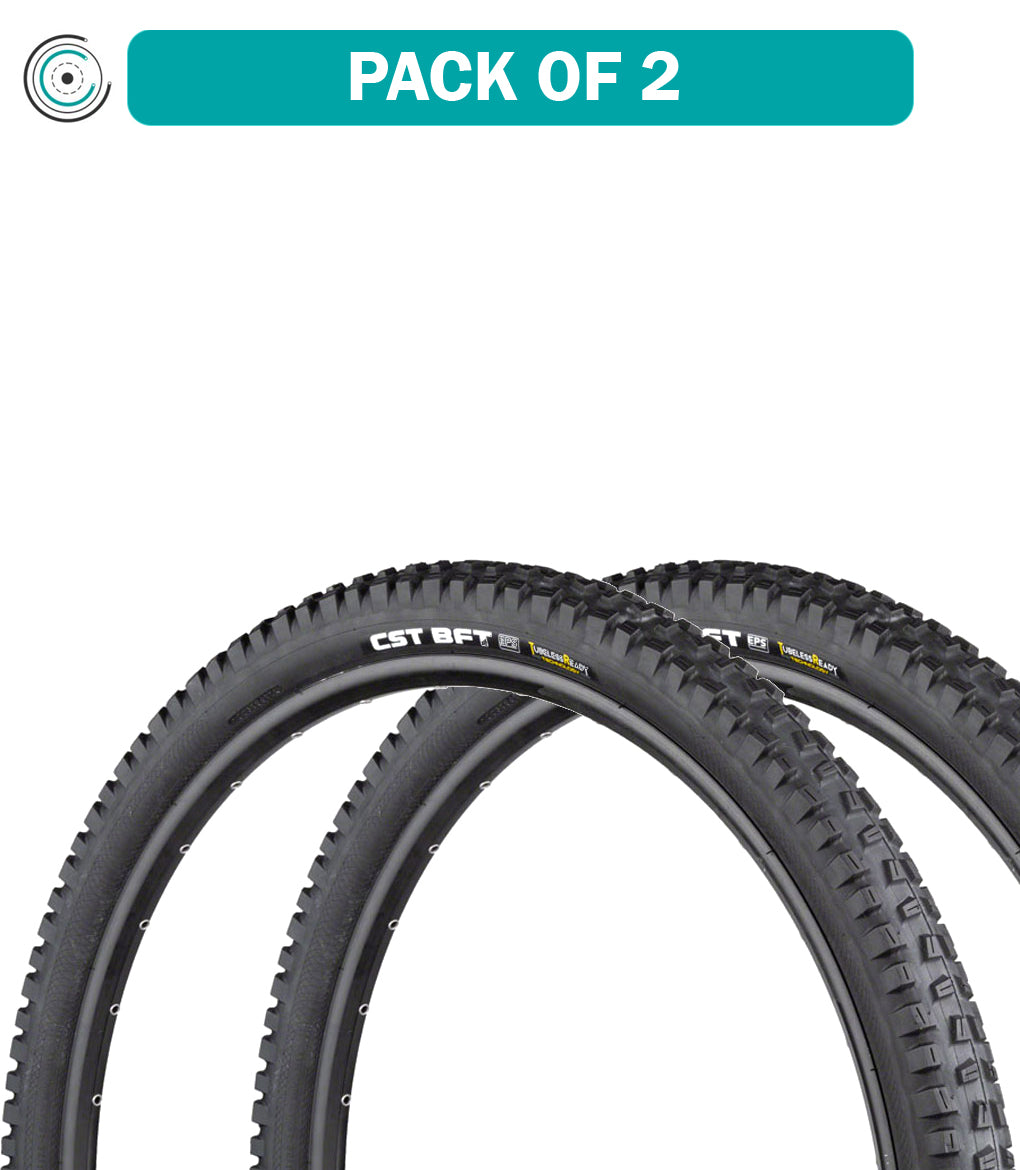 2 Pack CST BFT 27.5x2.6 Inch Mountain Bike Tires - Wire Bead Clincher, Black EPS Puncture Protection (TB00264400) for Trail Riding & All-Terrain Cycling