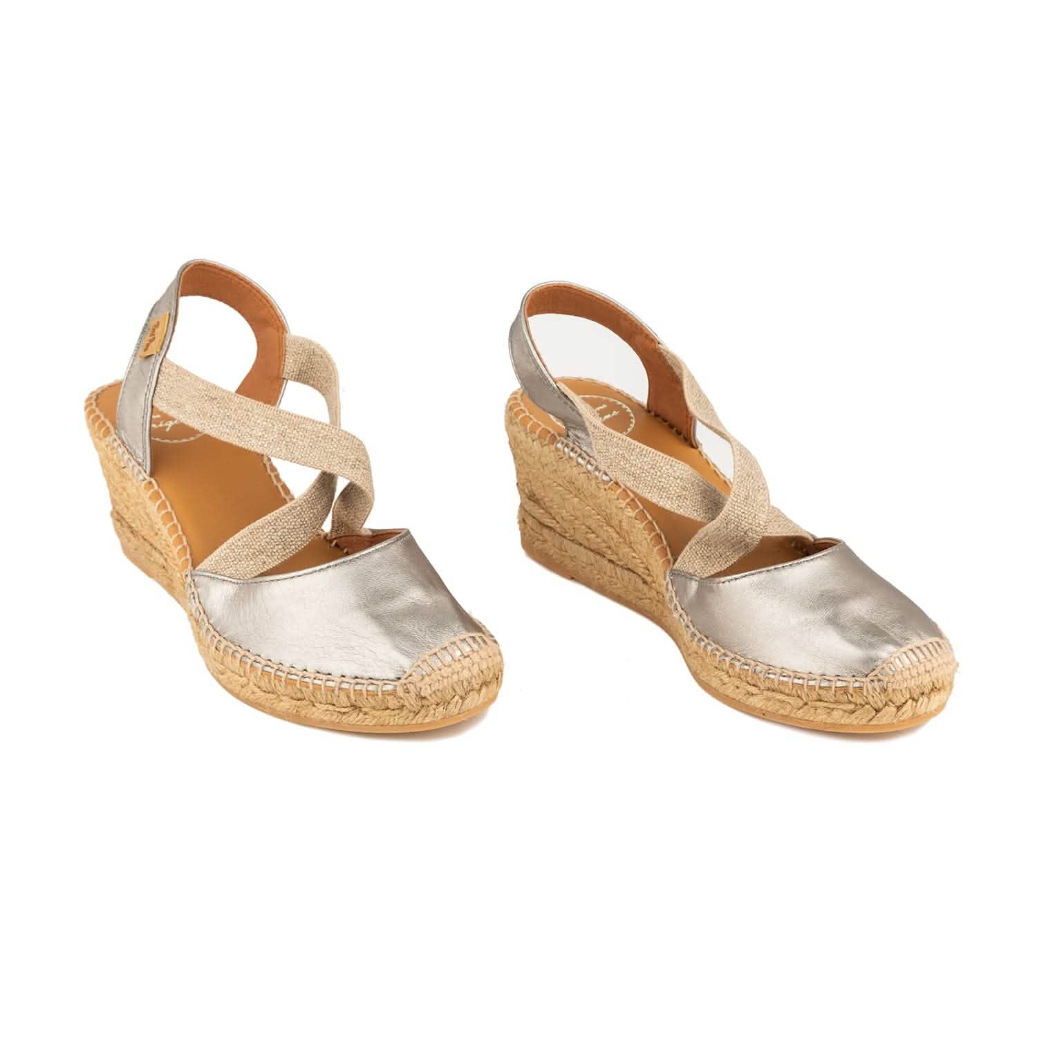 Women's Plain Leather Wedge Espadrilles - Comfortable Summer Sandals for Casual Outings & Beach Vacations | Saba P