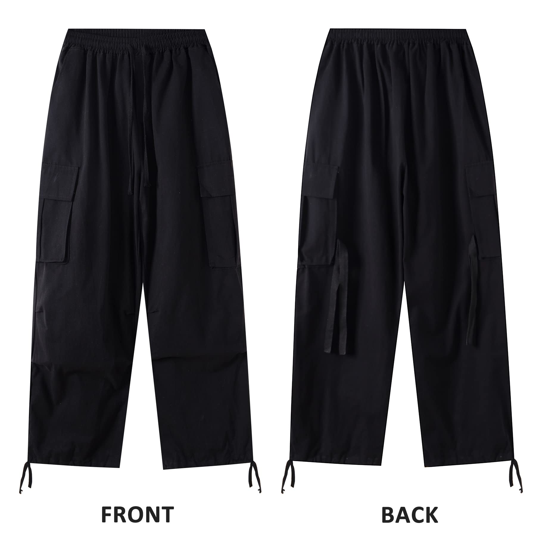 Linsennia Y2K Parachute Pants for Women - Wide Leg Cargo Trousers with Elastic Waist | Baggy Streetwear Pants | Perfect for Casual Outfits, Hip Hop Fashion & 90s Retro Style