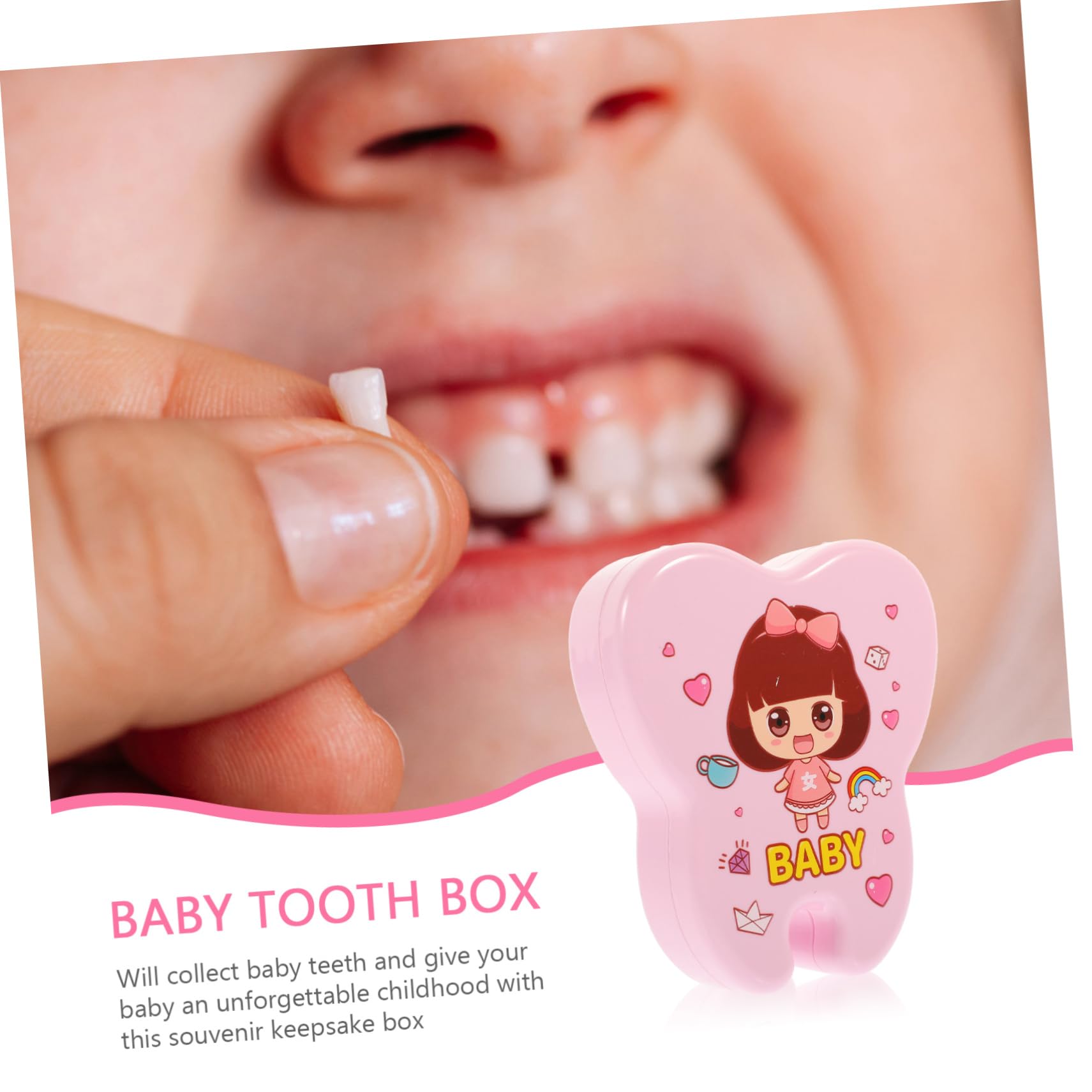 HEMOTON 2-Pack Baby Tooth Keepsake Box - Plastic Tooth Storage Container for Newborns, First Tooth Holder for Boys & Girls (Pink) - Perfect for Preserving Childhood Memories & Milestone Gifts
