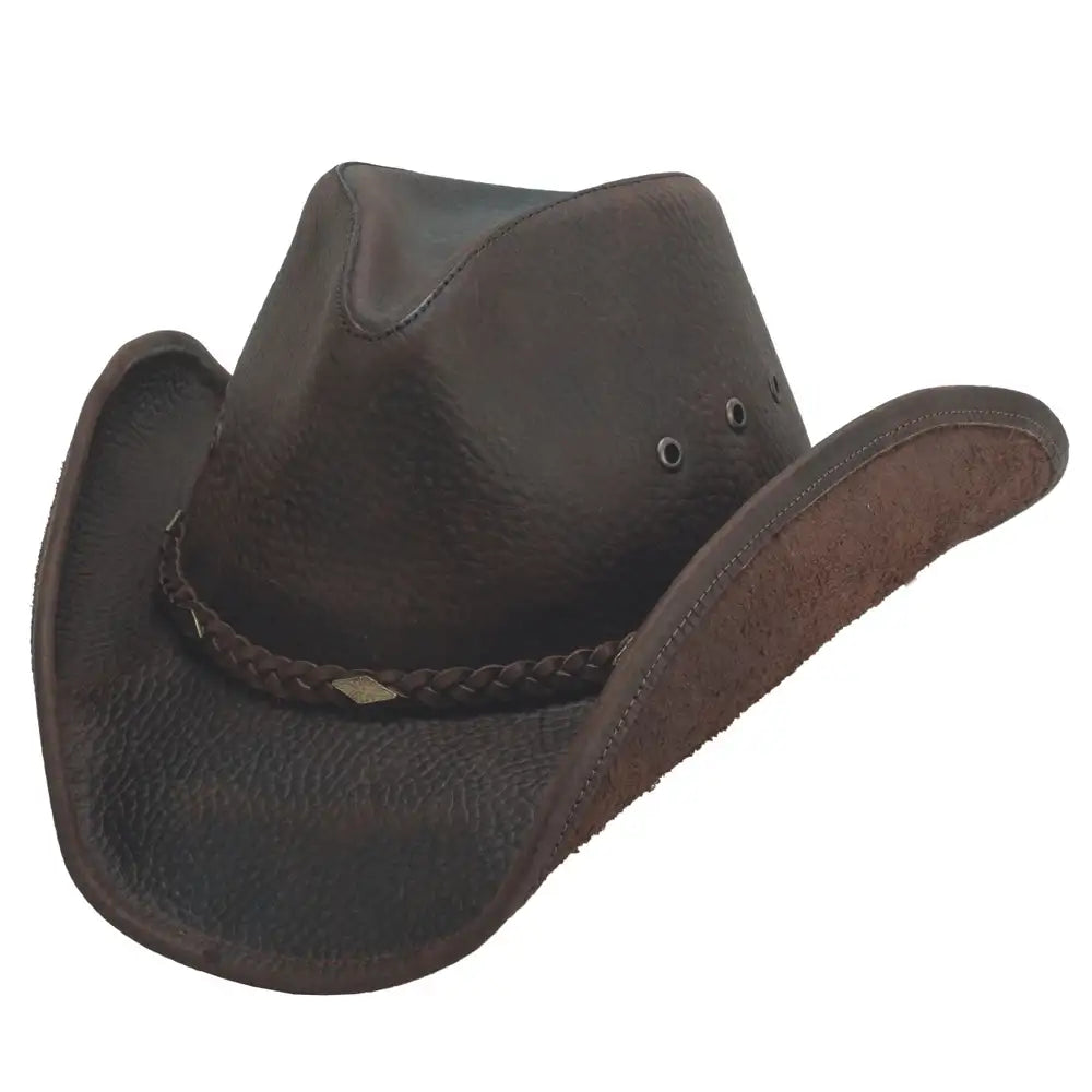 Premium Bullhide Bonnaroo Leather Cowboy Hat for Men & Women - Western Style, Durable & Comfortable - Perfect for Rodeo, Country Music Festivals & Outdoor Adventures