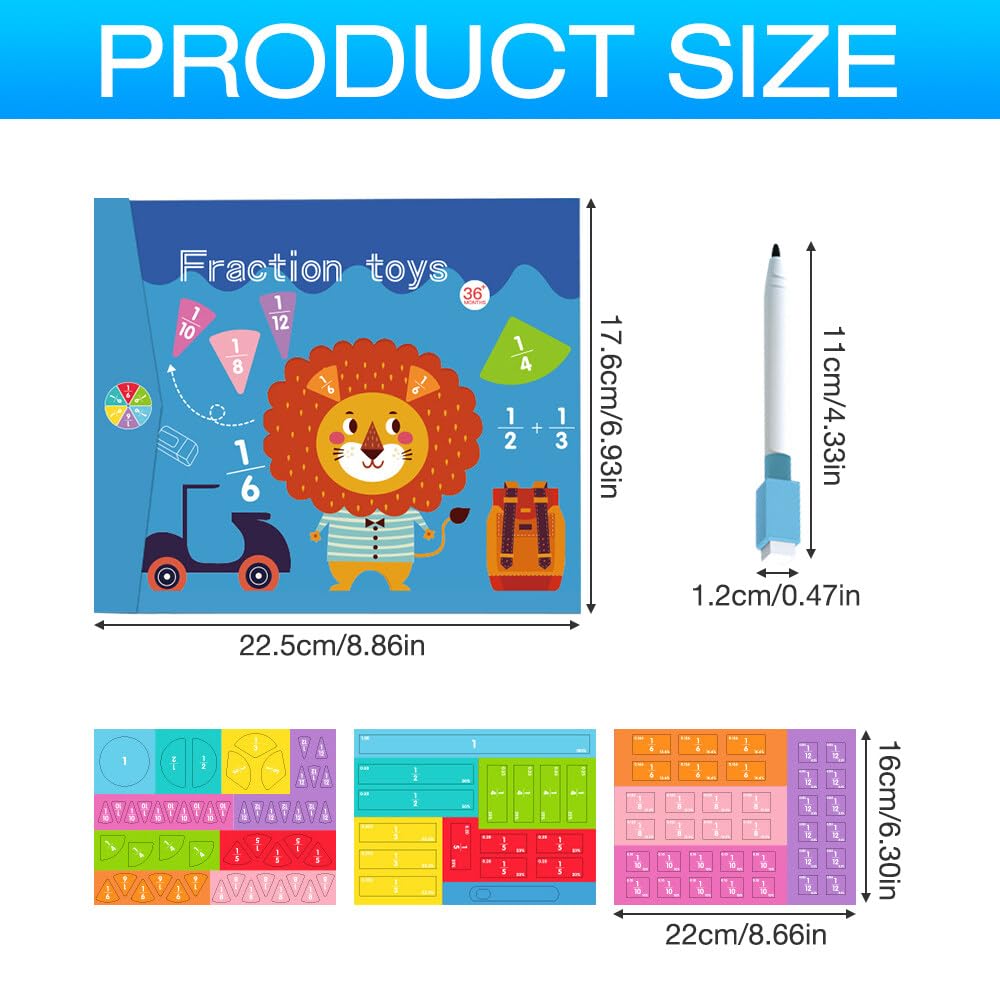 Montessori Math Educational Games for Kids Ages 5-9 - Magnetic Fractions Learning Toys, STEM Educational Toys for Boys & Girls - Perfect for Homeschooling, Classroom & Interactive Math Practice
