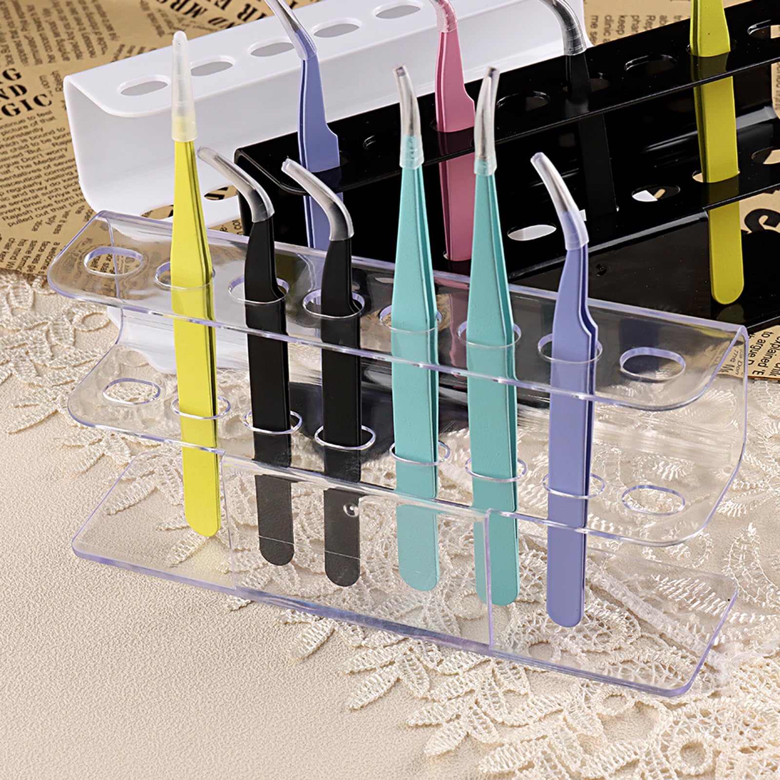 **Professional 8-Piece Tweezer Stand for Eyelash Extensions – Durable Storage & Display Organizer for Lash Tools, Tweezers, and Accessories – Perfect for Salons, Home Use & Travel**