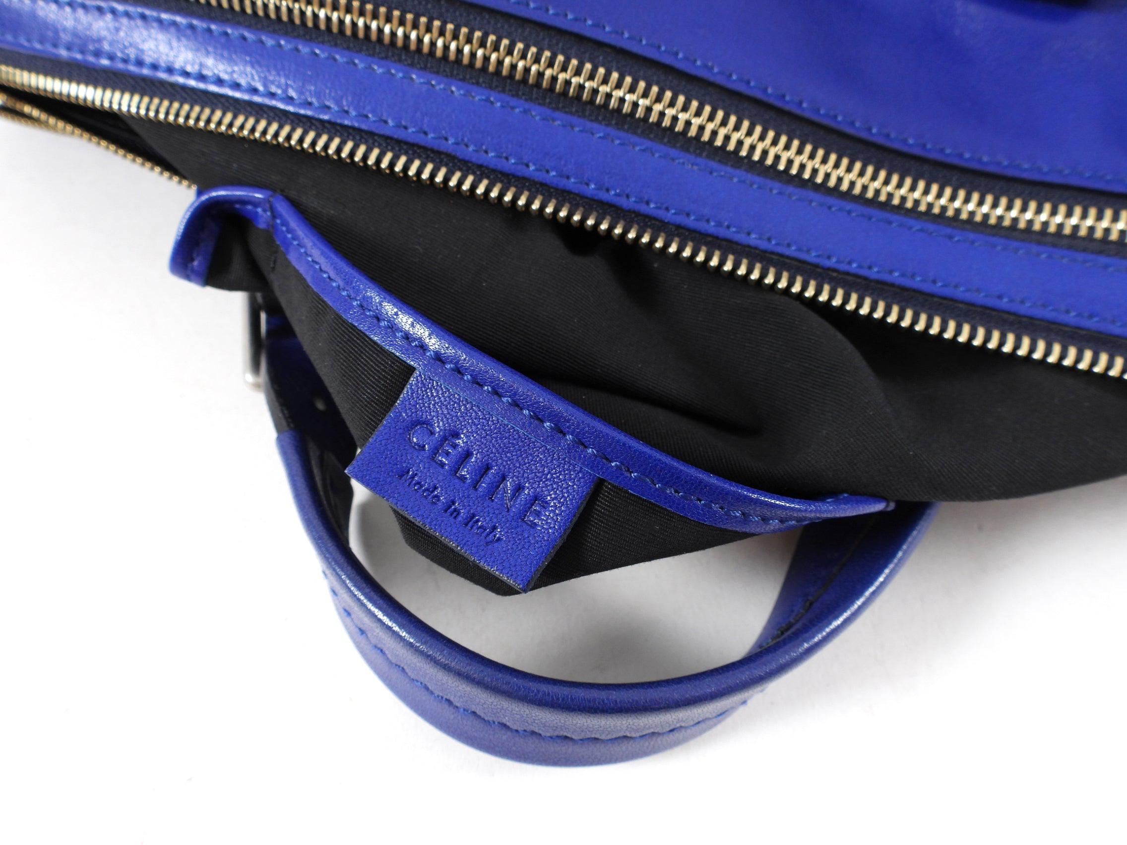 Celine Blue Leather Duffle Bag - Two-Way Carry Handbag for Women | Perfect for Travel, Work & Everyday Use