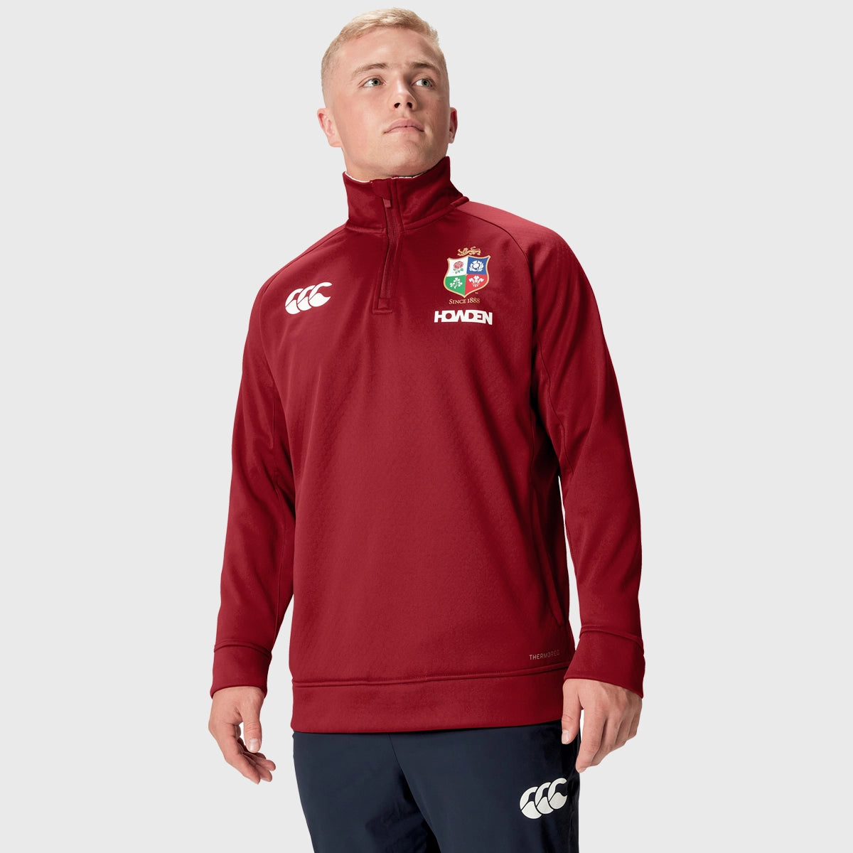 Canterbury British & Irish Lions Men's 1/4 Zip Fleece Jacket - Red Rugby Pullover for Training & Outdoor Activities