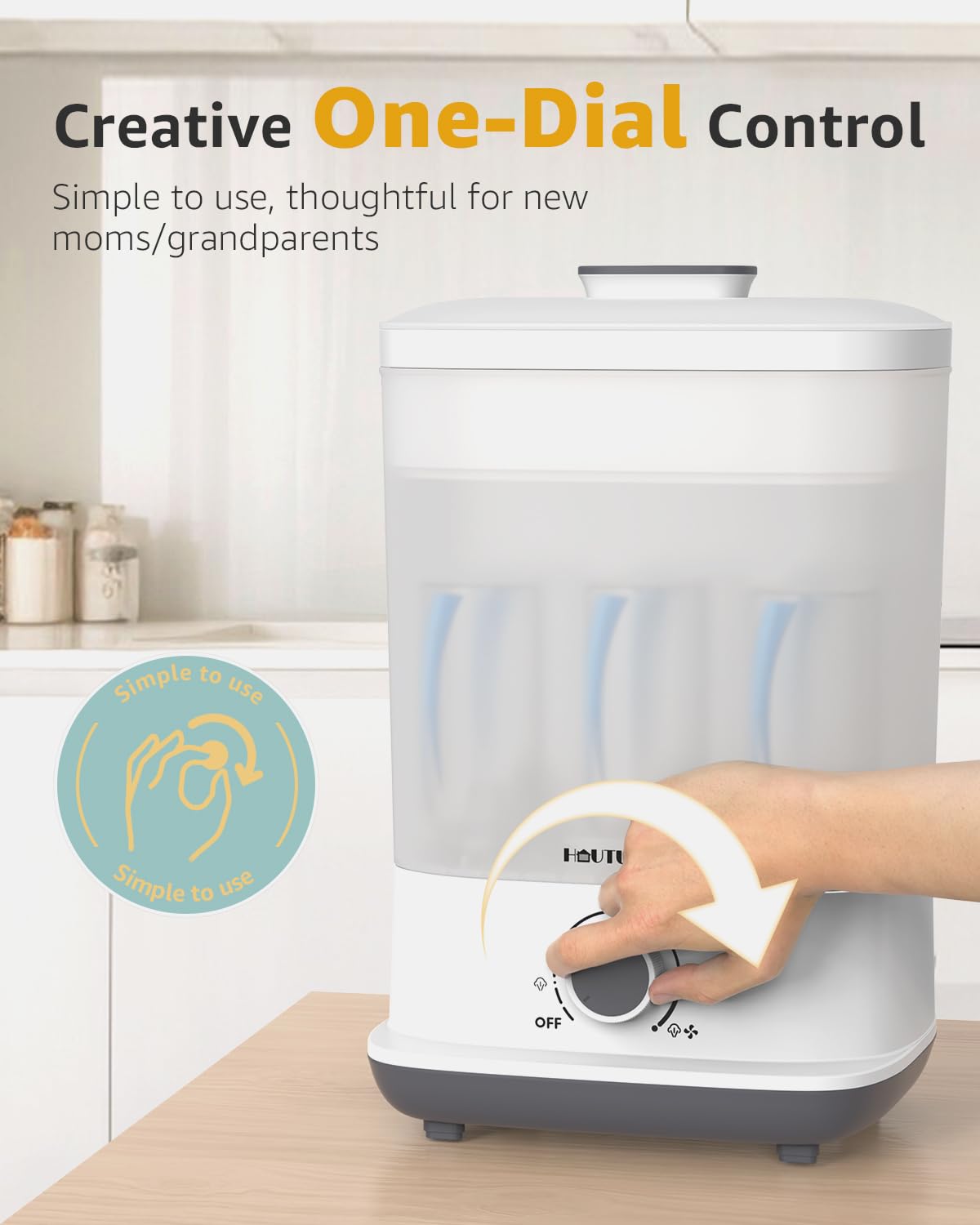 HAUTURE Baby Bottle Sterilizer and Dryer - Electric Steam Sanitizer for Baby Bottles, Pacifiers & Breast Pump Parts | One-Touch Operation | Perfect for Daycare, Travel & Home Use