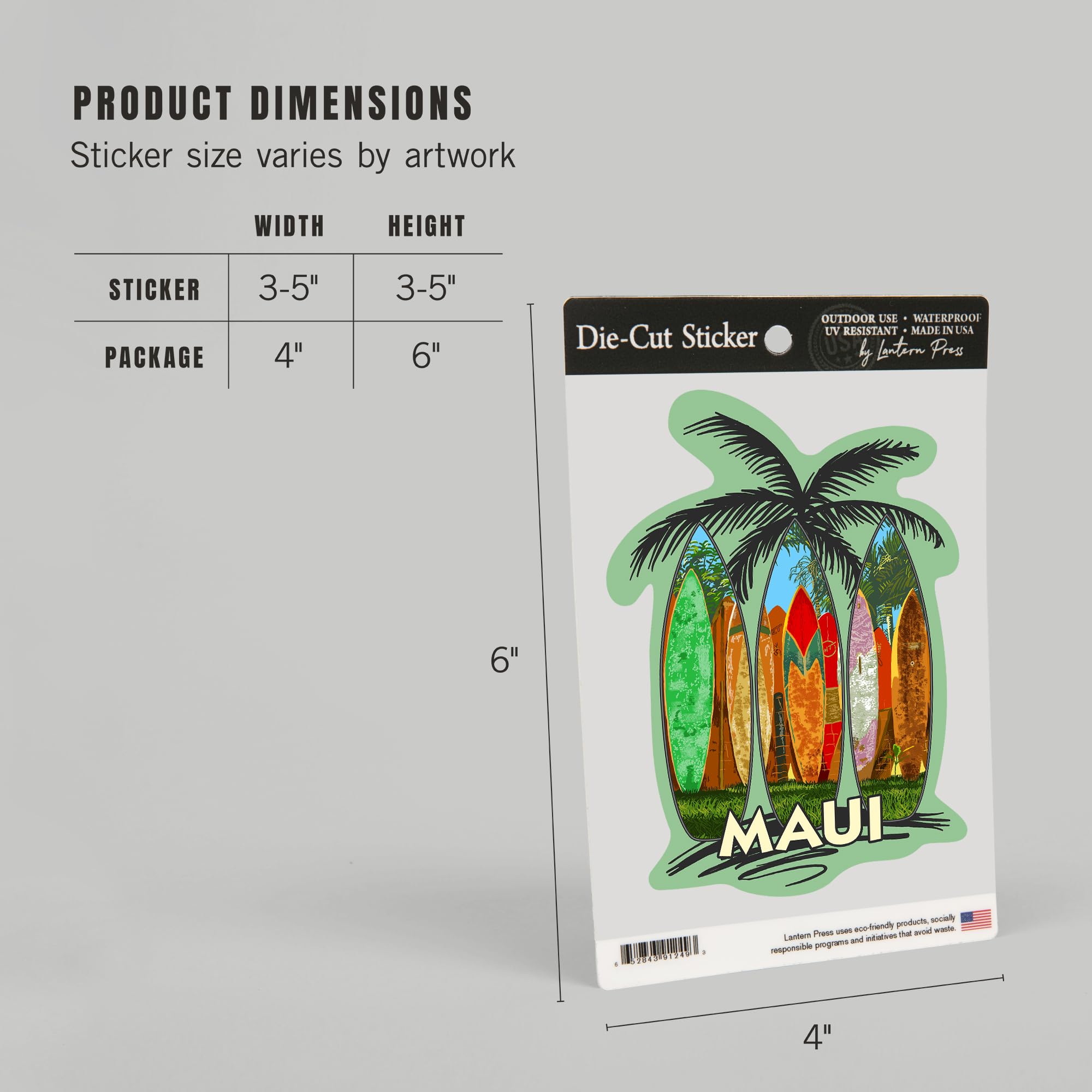 Custom Die Cut Maui Surfboard Vinyl Stickers 3-6 Inches - Waterproof Decals for Cars, Water Bottles, Laptops, Coolers - Perfect for Beach Lovers, Surf Enthusiasts & Tropical Decor