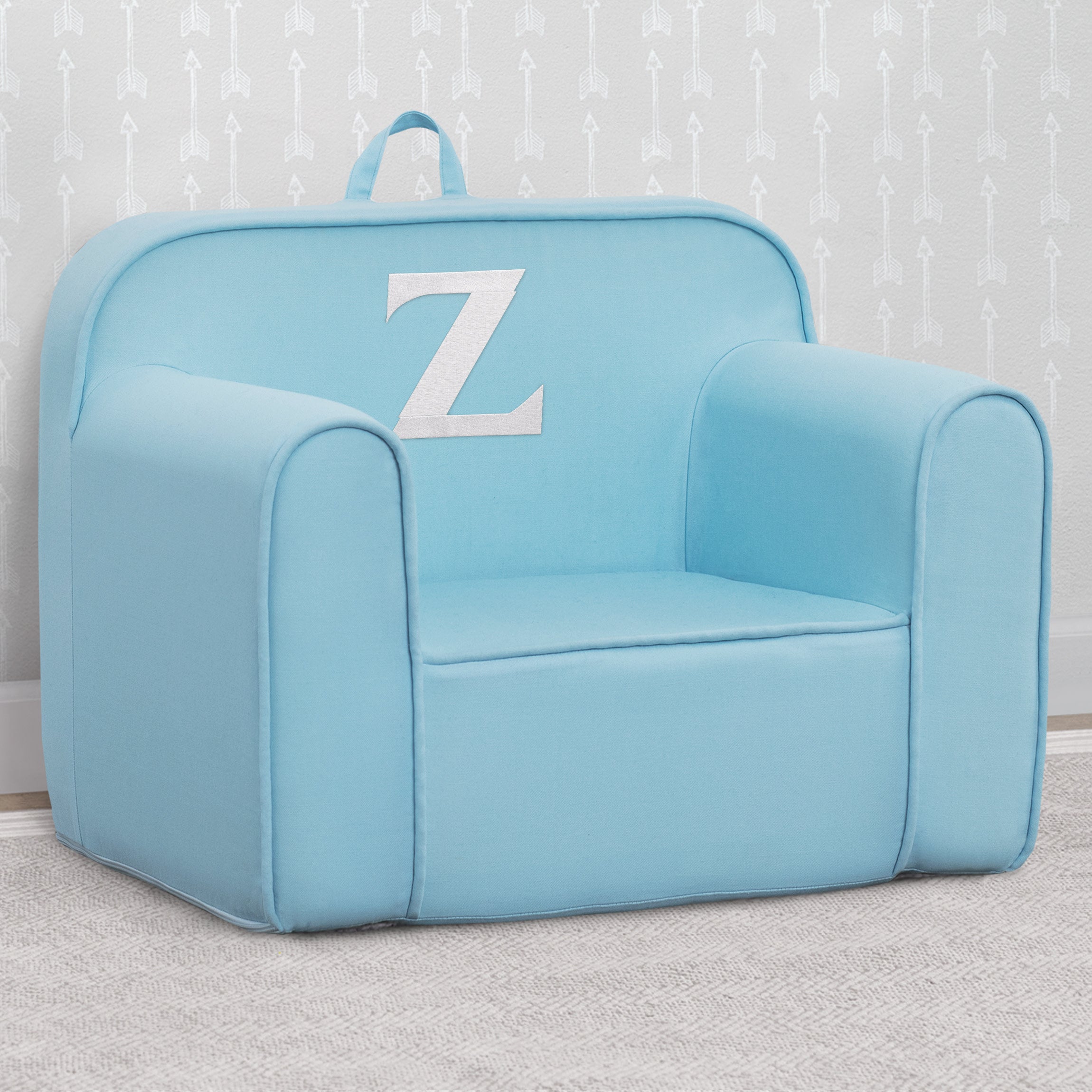 Personalized Monogram Light Blue Cozee Chair - Custom Plush Recliner for Living Room, Nursery & Office - Cozy Reading & Relaxation Seat