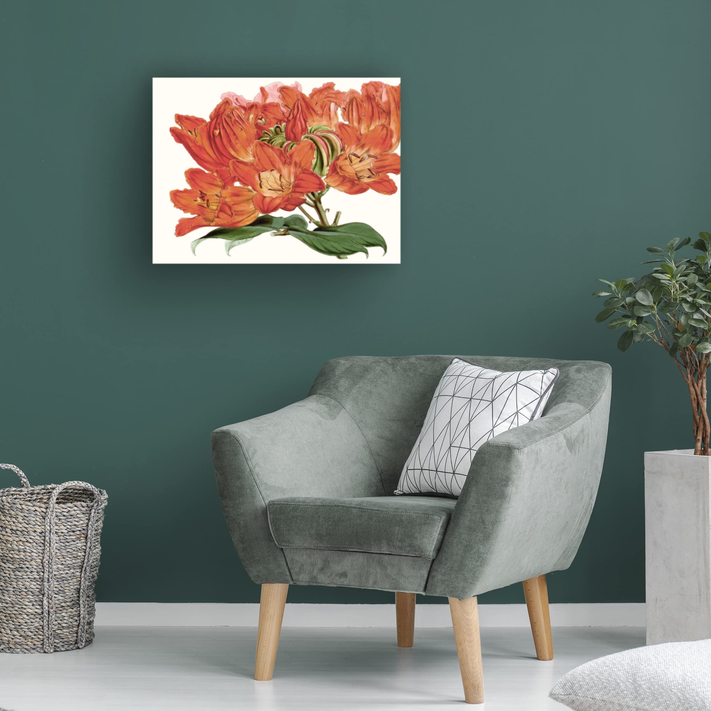 Striking Coral Botanicals III Canvas Wall Art by Curtis - Modern Tropical Botanical Print for Living Room, Bedroom & Office Decor