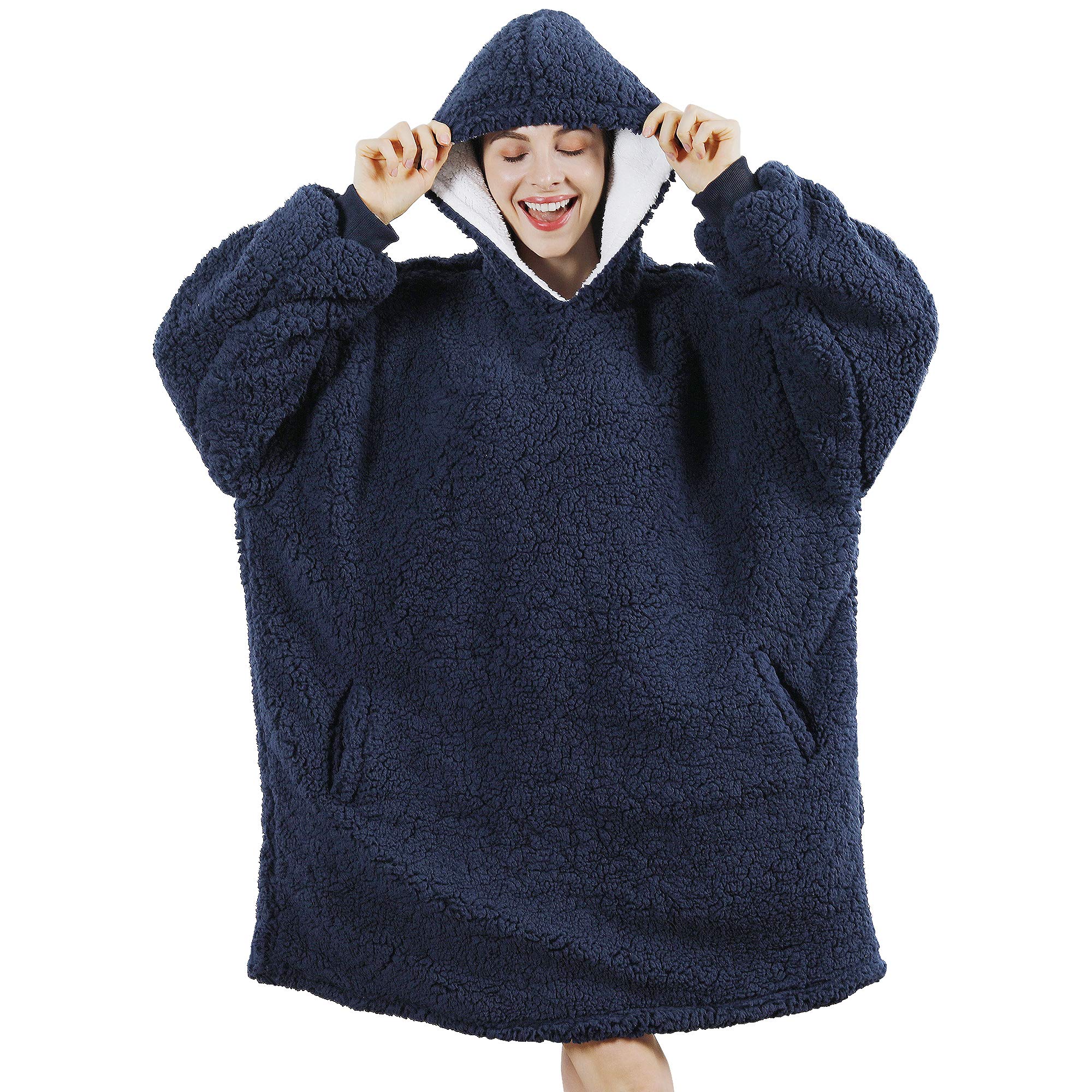 Cozy AmyHomie Sherpa Hooded Blanket Sweatshirt - Oversized Fleece Wearable Blanket for Women, Men & Kids | Perfect for Lounging, Camping & Cold Weather Comfort