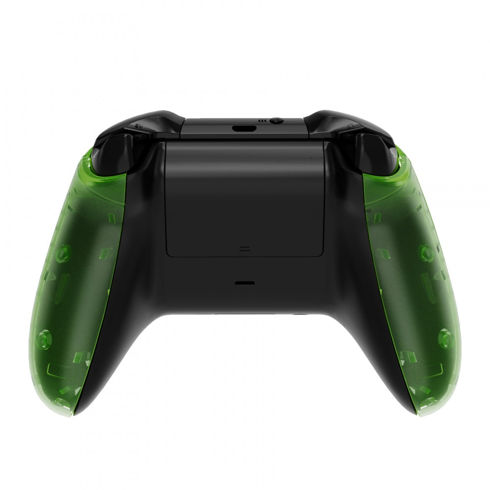 eXtremeRate Clear Green Top Shell & Front Housing Faceplate Replacement for Xbox One X & One S Controller (Model 1708) with Side Rails - Perfect for Gaming, Customization & Controller Repair