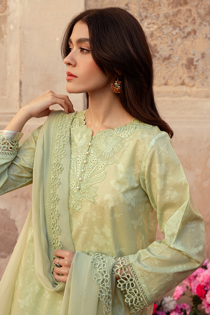 Misted Green 3-Piece Lawn Printed Suit for Women - Lightweight Summer Outfit for Weddings, Parties & Casual Wear