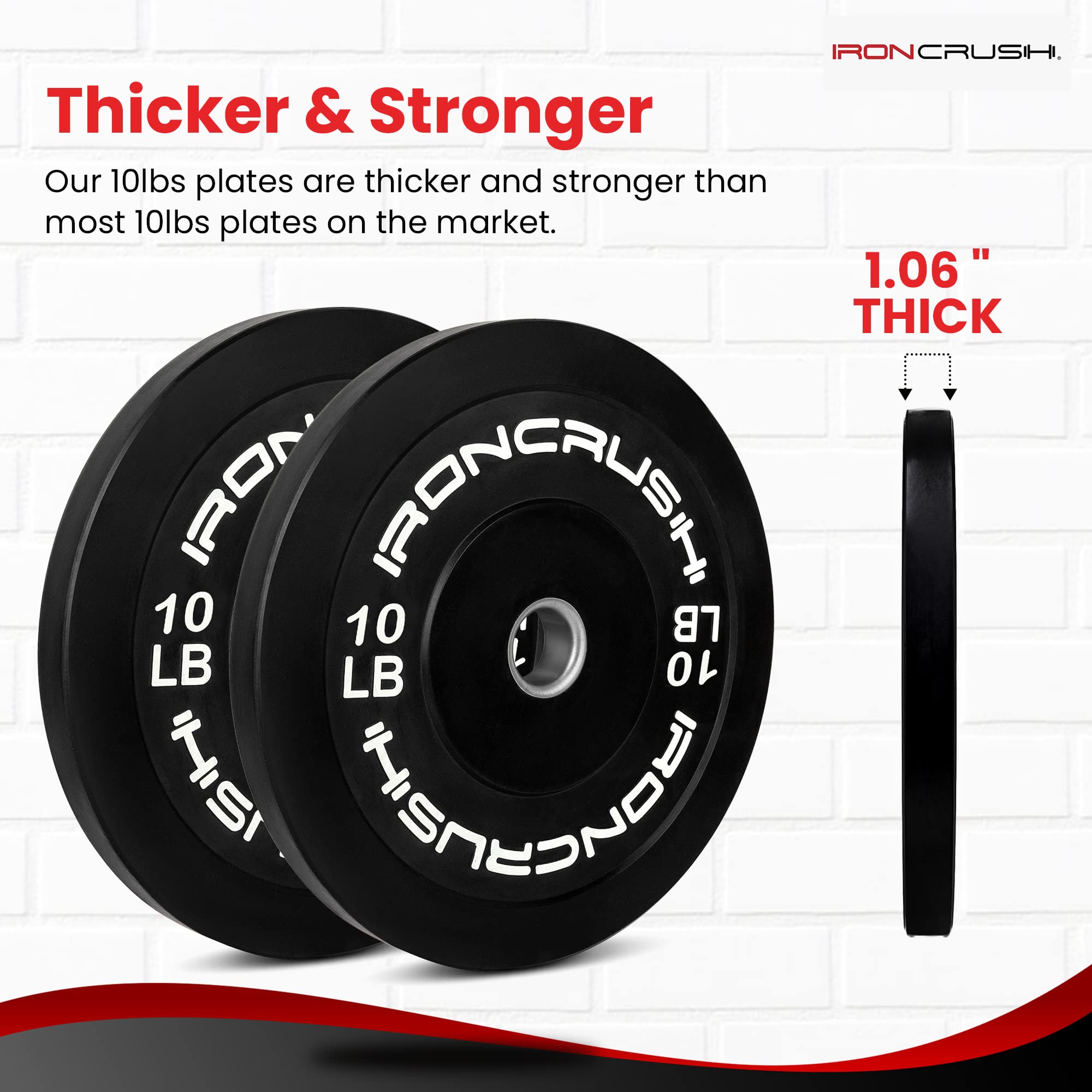 Iron Crush Olympic Bumper Plates Set - Virgin Rubber Weight Plates for CrossFit & Strength Training - 2