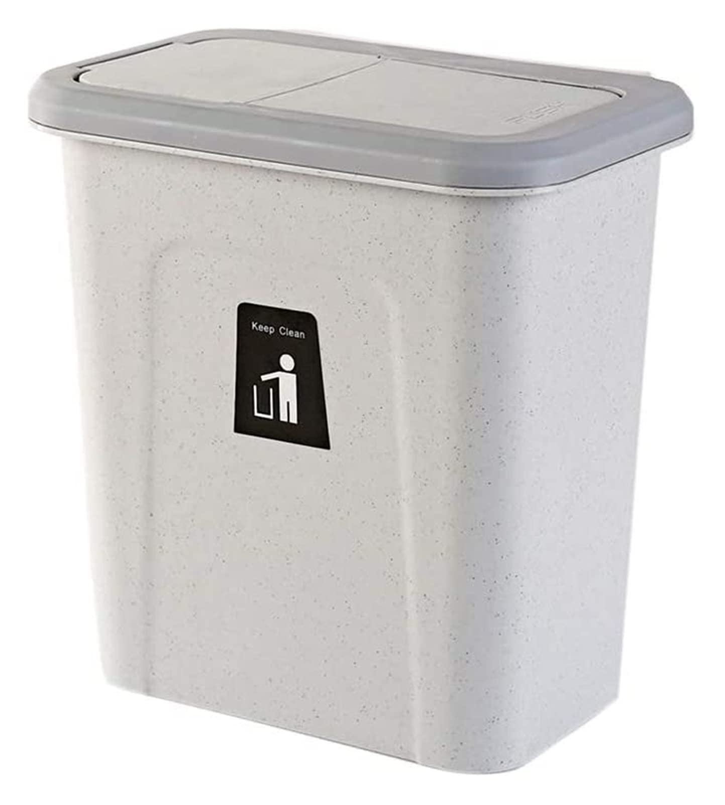 AALINAA Small Hanging Trash Can with Lid - Grey Kitchen Cabinet Door Mounted Waste Bin for Under Sink, Bathroom, Office & RV Use