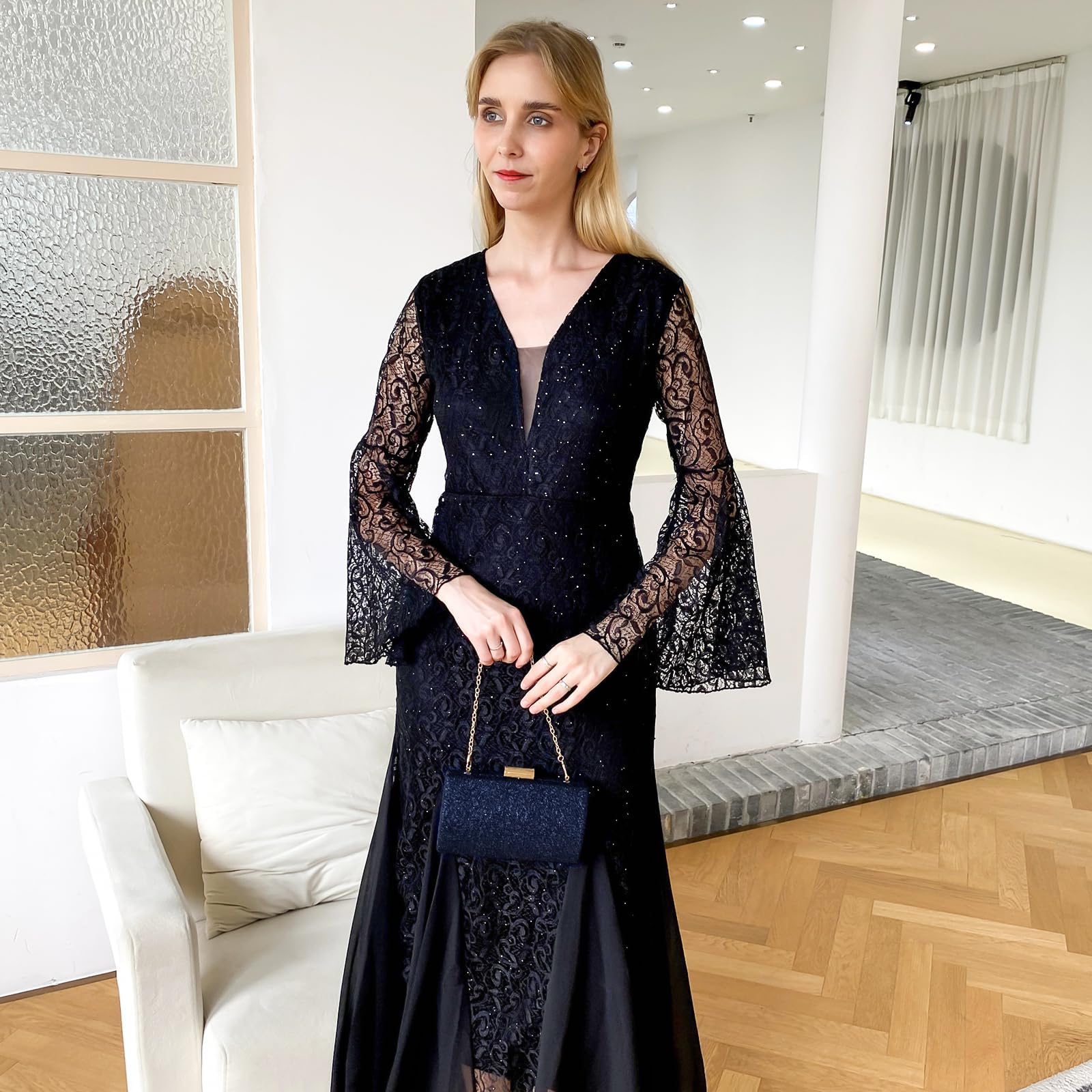 UBORSE Women's Glitter Lace Clutch Purse - Elegant Square Evening Bag for Wedding, Party & Formal Events - Perfect for Prom, Cocktail Dinners & Special Occasions