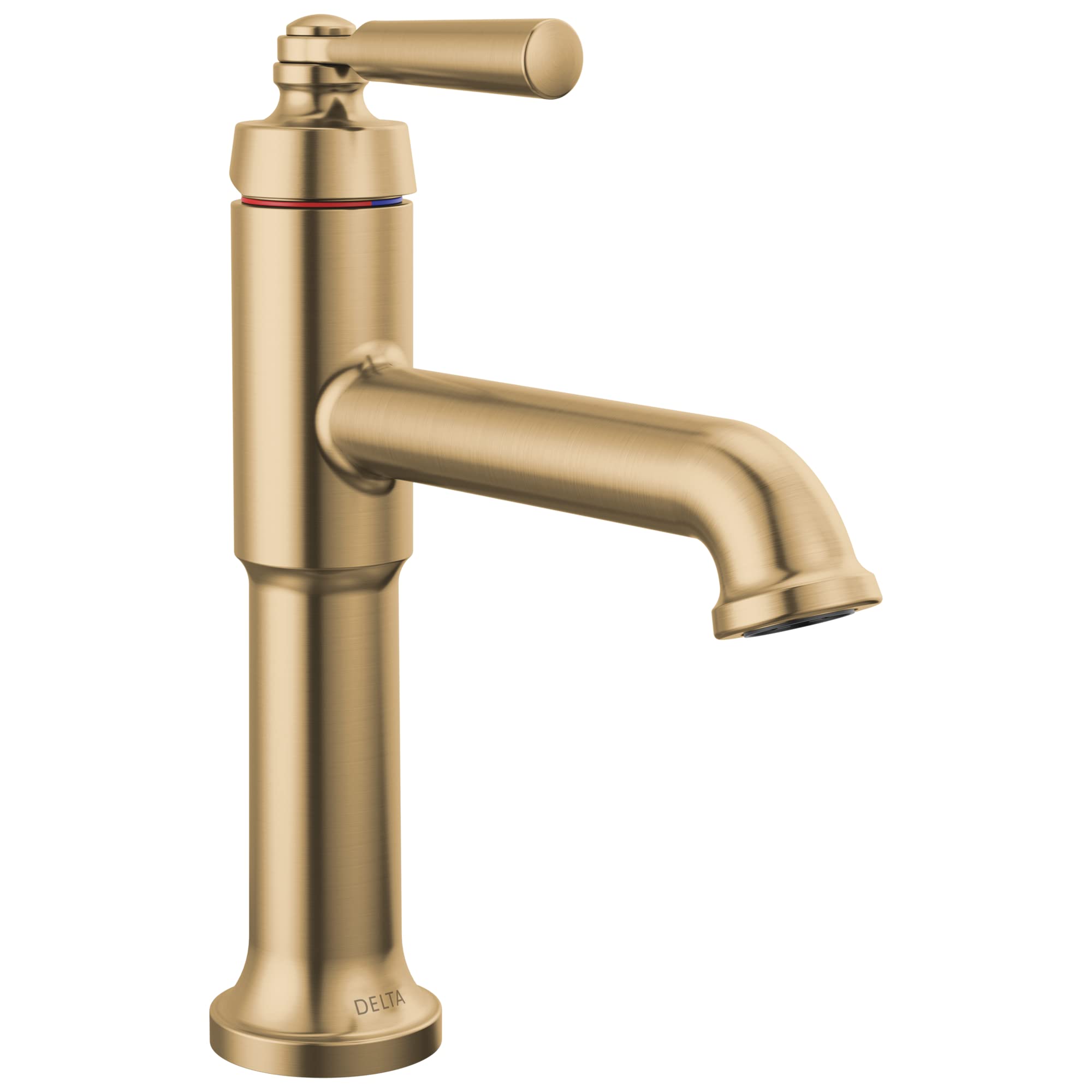 Delta Faucet Saylor Single Hole Bathroom Faucet in Champagne Bronze - Single Handle Bathroom Sink Faucet with Diamond Seal Technology & Drain Assembly - Perfect for Modern Bathroom Renovations and Small Space Vanities