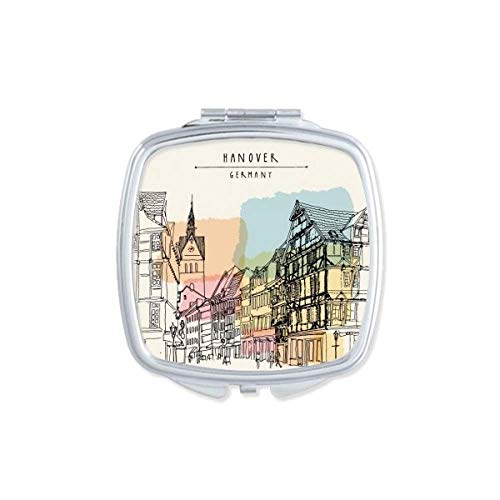 DIYthinker Portable Compact Pocket Mirror - Double Sided Glass with Germany Hannover Landscape Design for Makeup, Travel, and Home Decor | Perfect for Handbags, Vanity, and Gifts
