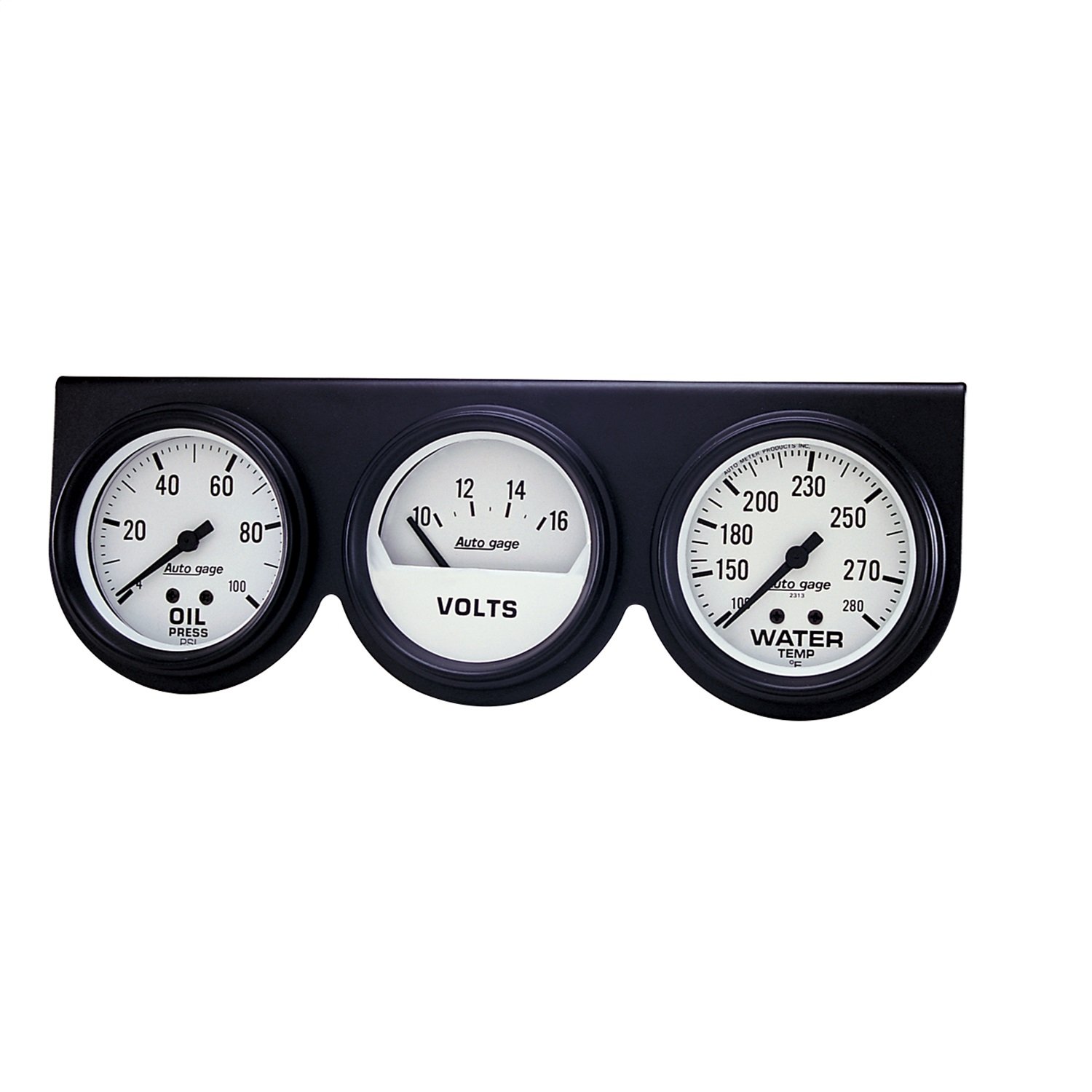 Auto Meter 2328 Autogage Mechanical White Oil/Volt/Water Gauge with Black Console - Premium Car Dashboard Gauge for Engine Monitoring & Performance Tuning