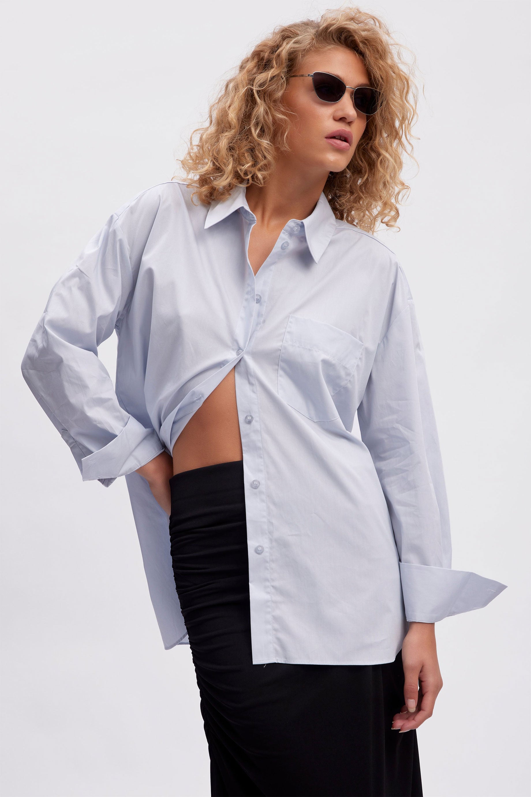 Gestuz Noelle Shirt - Women's Stylish Blue Button Down Shirt for Office, Casual & Everyday Wear