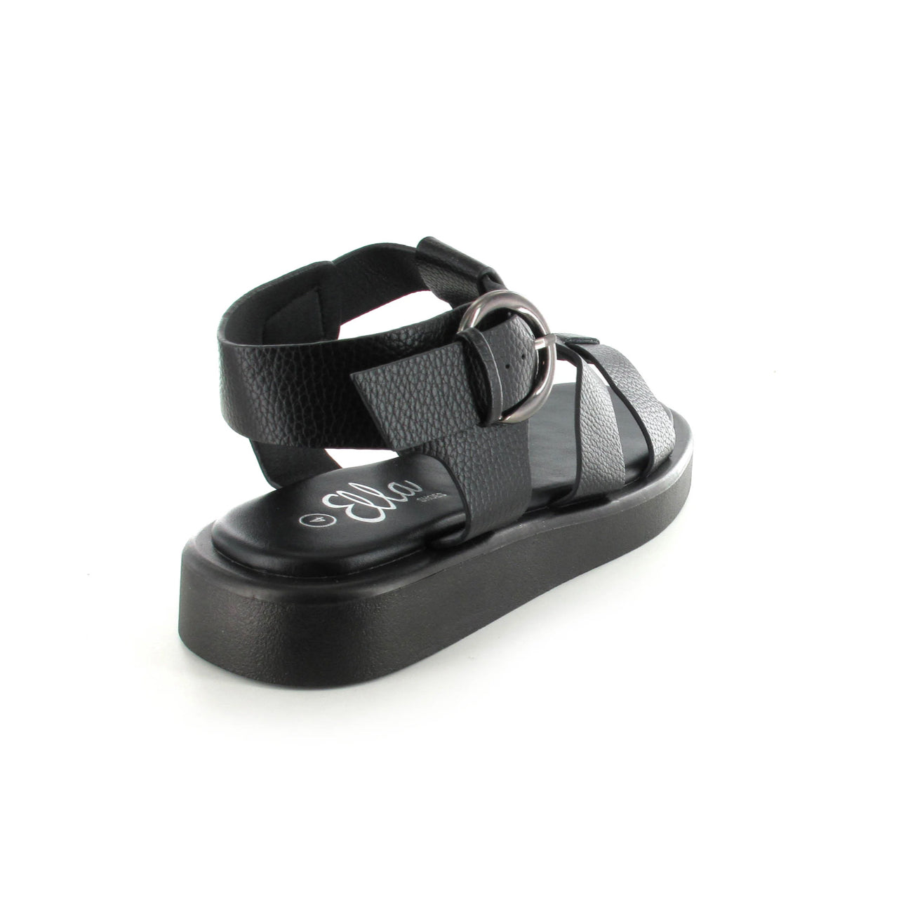 Melinda Gladiator Sandals for Women - Black Leather Strappy Flat Sandals | Comfortable Summer Casual Shoes for Beach, Walking & Outdoor Activities