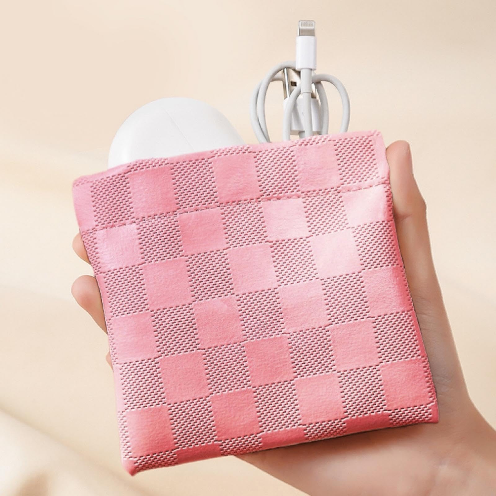 LYDZTION 2-Piece Pink Waterproof Makeup Bag Set for Women | Checkered Cosmetic Travel Toiletry Organizer | Cute Small Aesthetic Storage Pouch | Perfect for Travel, Gym & Daily Essentials Organization