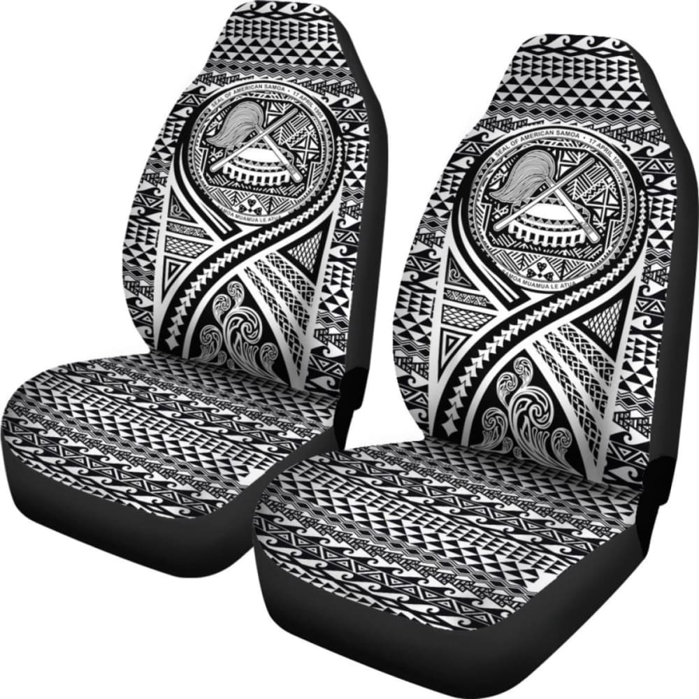 American Samoa Car Seat Cover - Black Polynesian Tattoo Design with Seal | Durable & Stylish for Cars, Trucks & SUVs | Perfect for Travel, Commuting & Protecting Seats