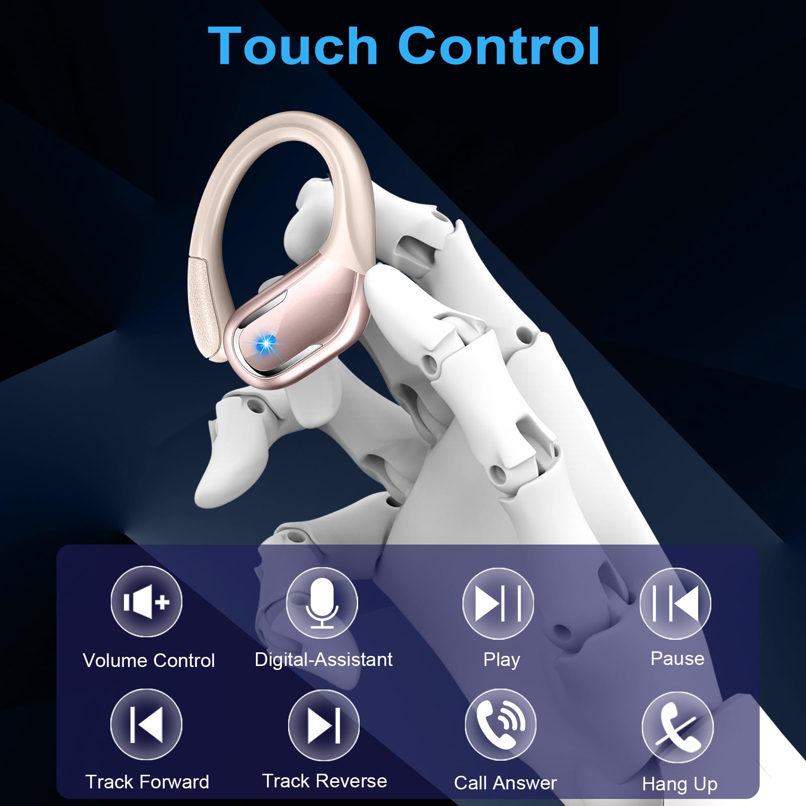 2024 Wireless Bluetooth 5.4 Earbuds with 75H Playtime, 4 ENC Mic & Noise Cancelling - IP7 Waterproof Sport Headphones for Running, Workout & Gym | Secure Earhooks Design for Active Lifestyle