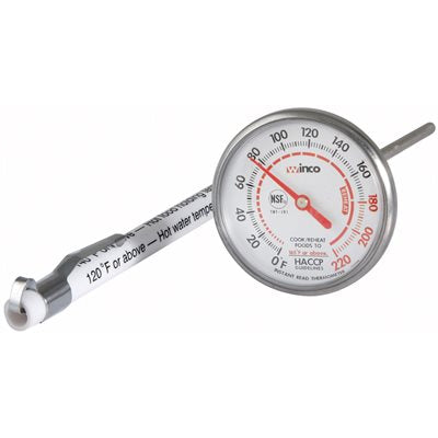 Winco Instant Pocket Read Dial Thermometer 220°F - Fast & Accurate Cooking, BBQ, Meat, Candy & Deep Fry Thermometer for Kitchen & Outdoor Use
