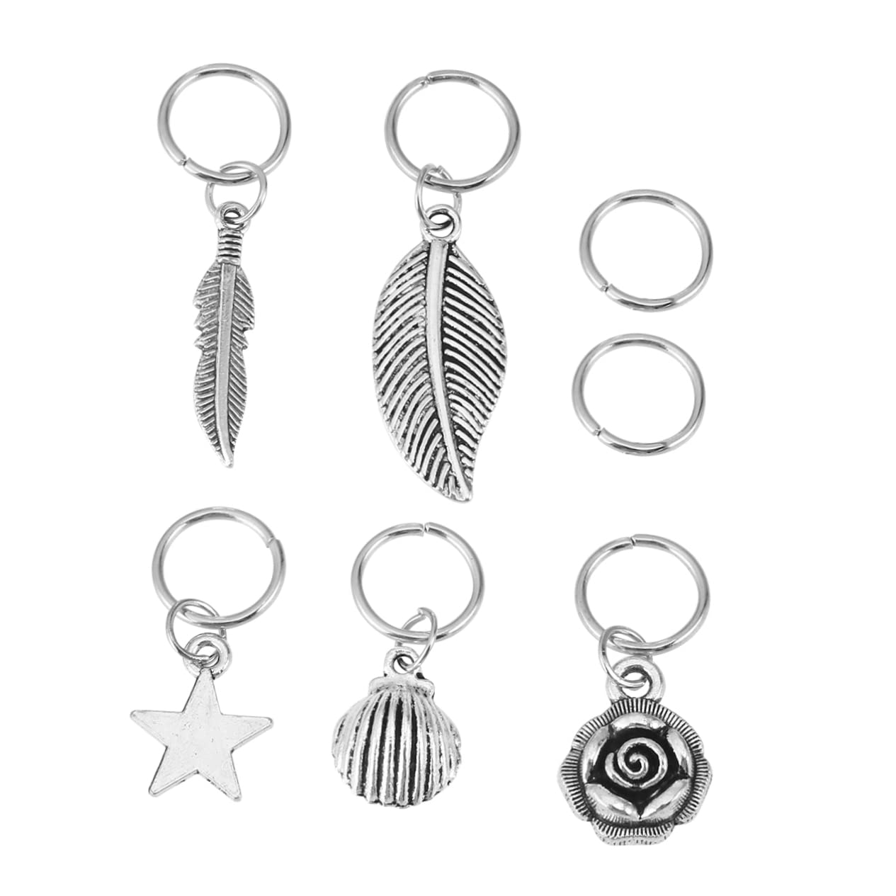 Minkissy 5-Piece Metal Hair Jewelry Set - Leaf & Star Shaped Hair Rings, Braid Clips with Multiple Pendants for Women | Perfect for Parties, Weddings & Boho Hairstyles