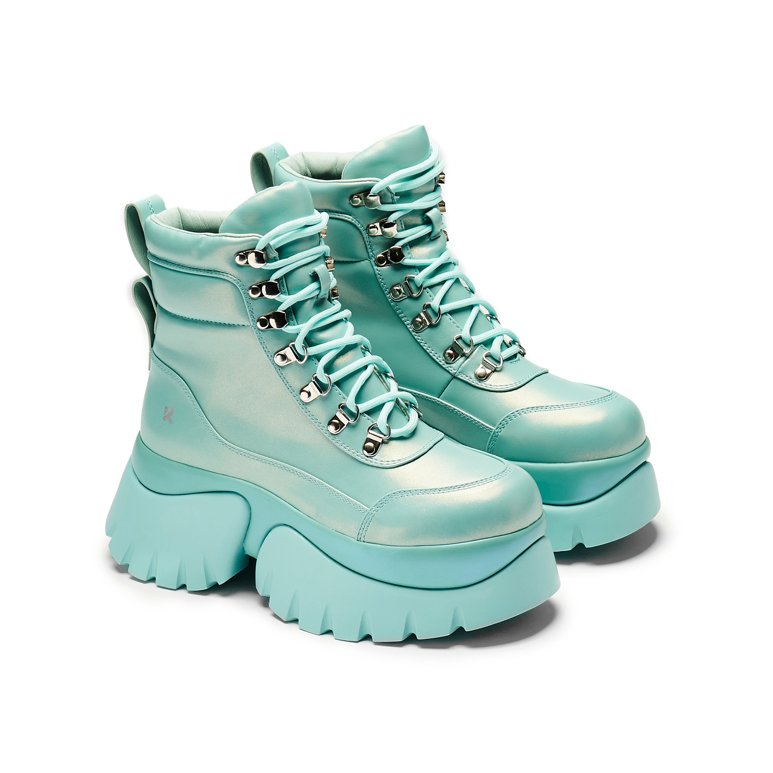Gooey Baby Blue Monster Platform Boots for Women - Chunky Heel Gothic Punk Fashion Shoes for Halloween, Cosplay & Streetwear