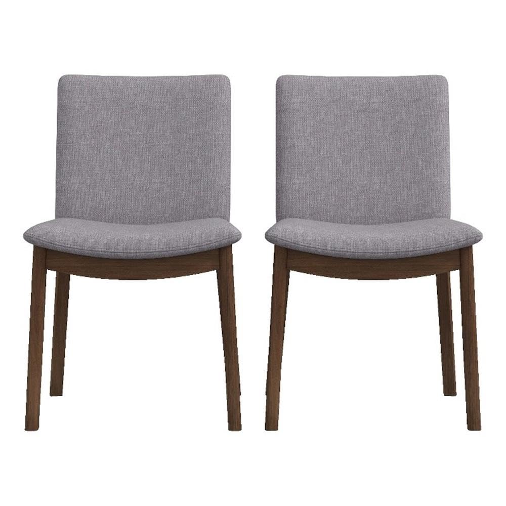 ASHCROFT Valentine Mid-Century Modern Fabric Dining Chairs - Light Grey (Set of 2) | Comfortable Upholstered Seating for Dining Room, Kitchen, or Breakfast Nook