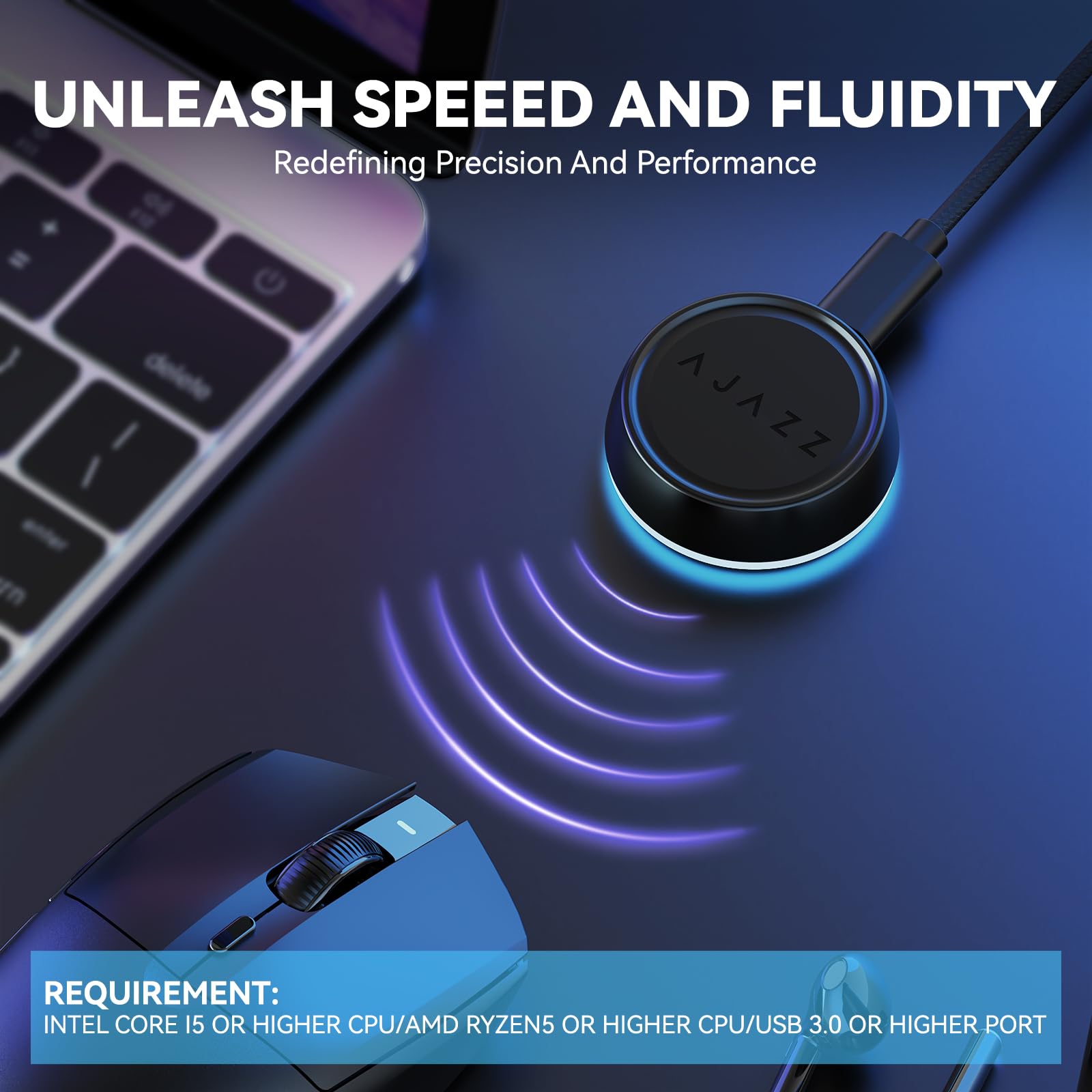 ATTACK SHARK x AJAZZ 4K Wireless Dongle Receiver for AJ139PRO 4K Gaming Mouse - Enhanced Precision & Responsiveness - Black - Perfect for Competitive Gaming & Professional Work