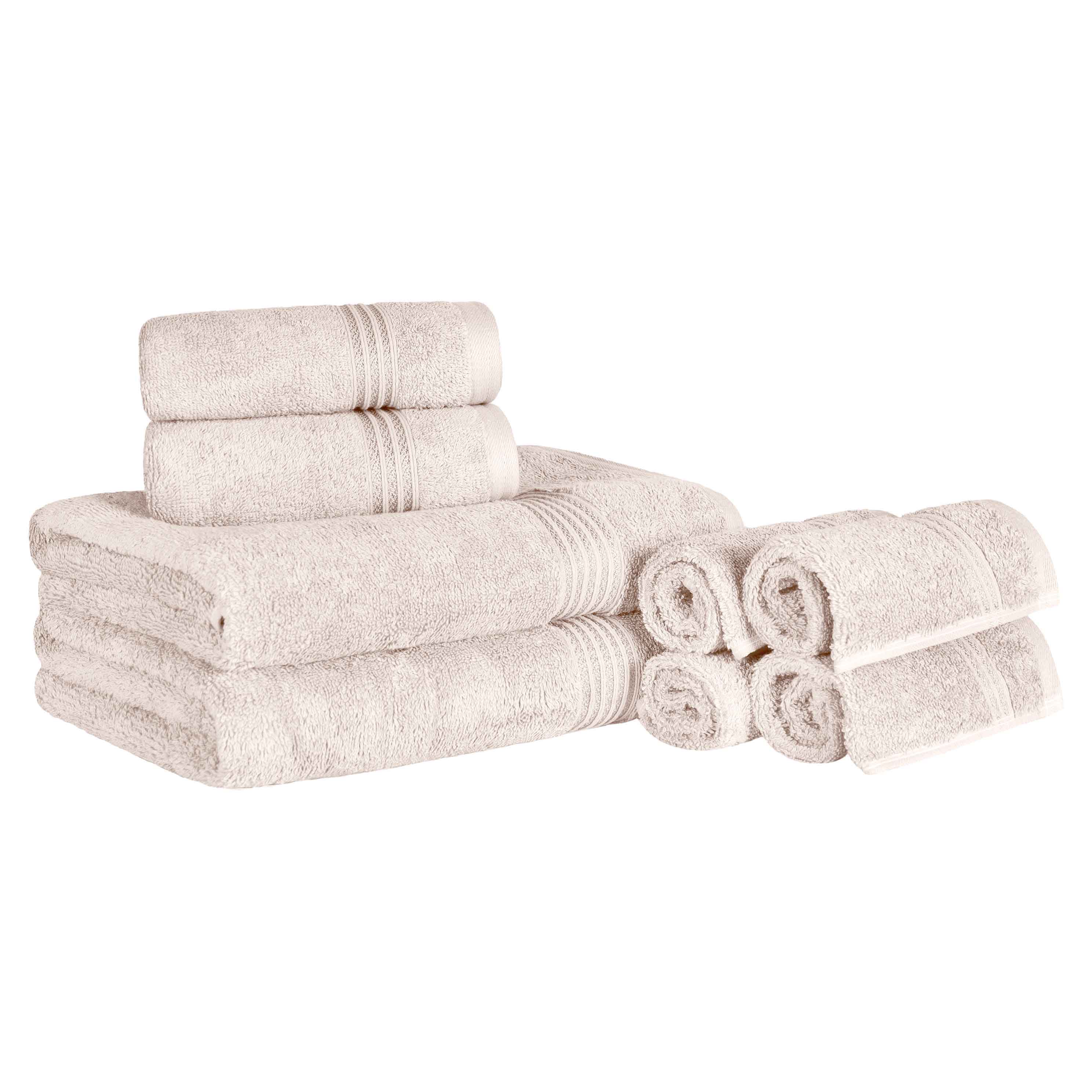 Premium Egyptian Cotton 8-Piece Bath Towel Set - Ultra Soft, Highly Absorbent & Quick-Drying - Perfect for Spa, Bathroom & Beach Use