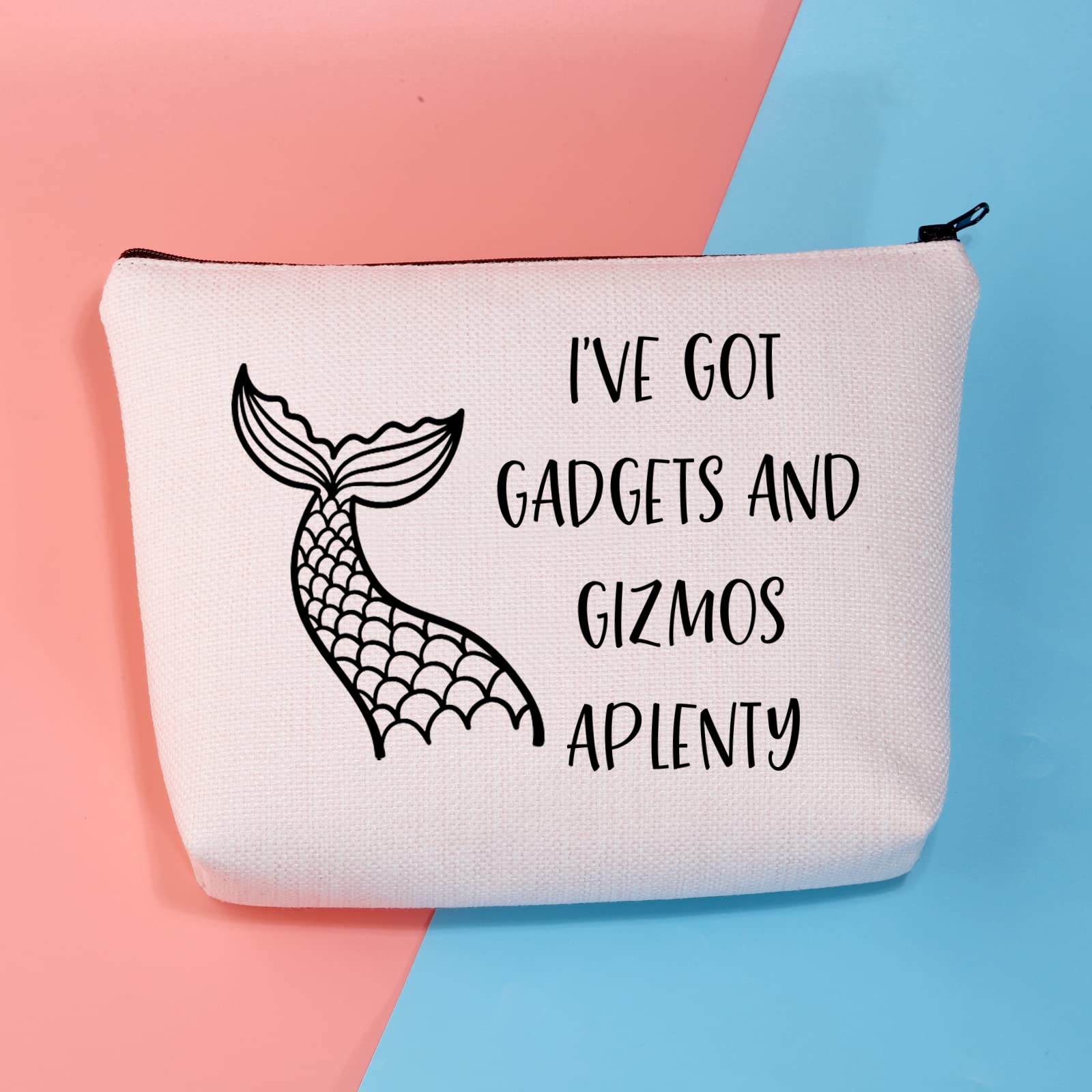 Mermaid Makeup Bag for Beach Lovers - Waterproof Cosmetic Pouch with 'I've Got Gadgets and Gizmos Aplenty' Design - Perfect Summer Vacation Gift for Women, Travel & Pool Accessories