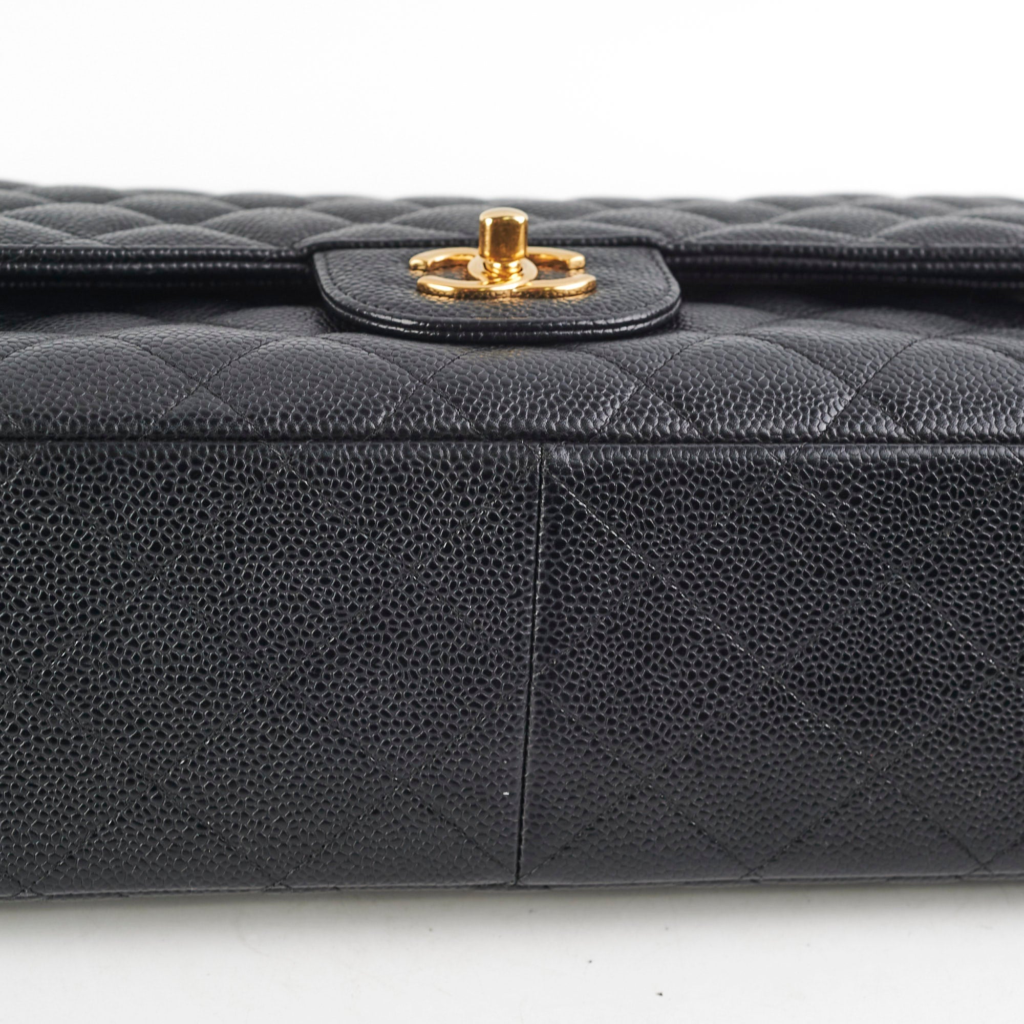 Authentic Chanel Caviar Leather Double Classic Flap Jumbo Bag in Black - Luxury Designer Handbag for Women, Perfect for Evening Events & Special Occasions