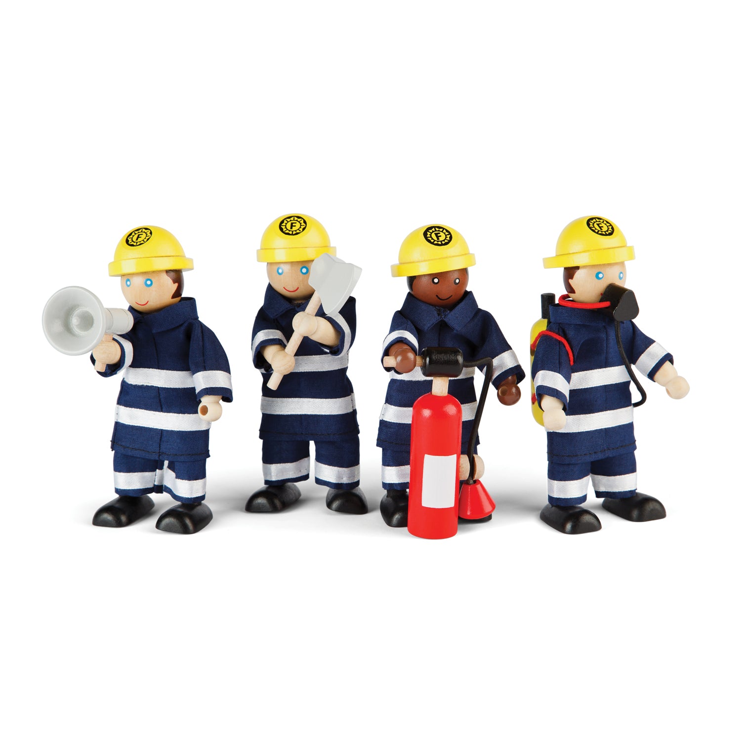 Bigjigs Toys 4 Piece Firefighters Figurines Set for Kids - Pretend Play, Role Play & Educational Toys - Perfect for Imaginative Play, Preschool Learning & Firefighter-Themed Birthday Gifts