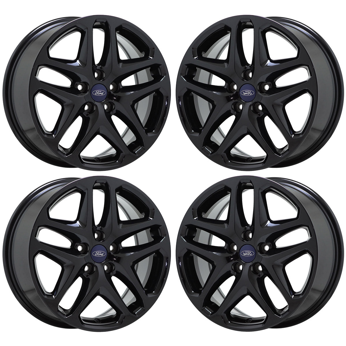 17 Ford Fusion Gloss Black OEM Factory Wheels Rims Set 3957 EXCHANGE - Perfect for Car Upgrades & Replacement Parts
