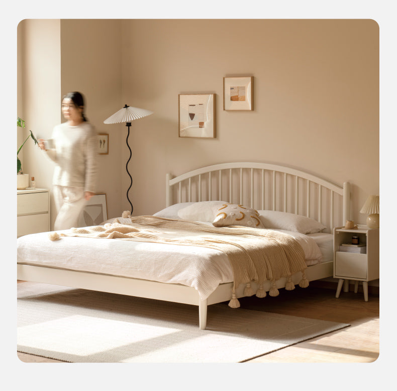 Solid Wood Bed Frame - Beech or Poplar - Queen/King Size - Modern & Sturdy Design for Bedroom, Guest Room, or Dorm - Free Shipping & Easy Assembly