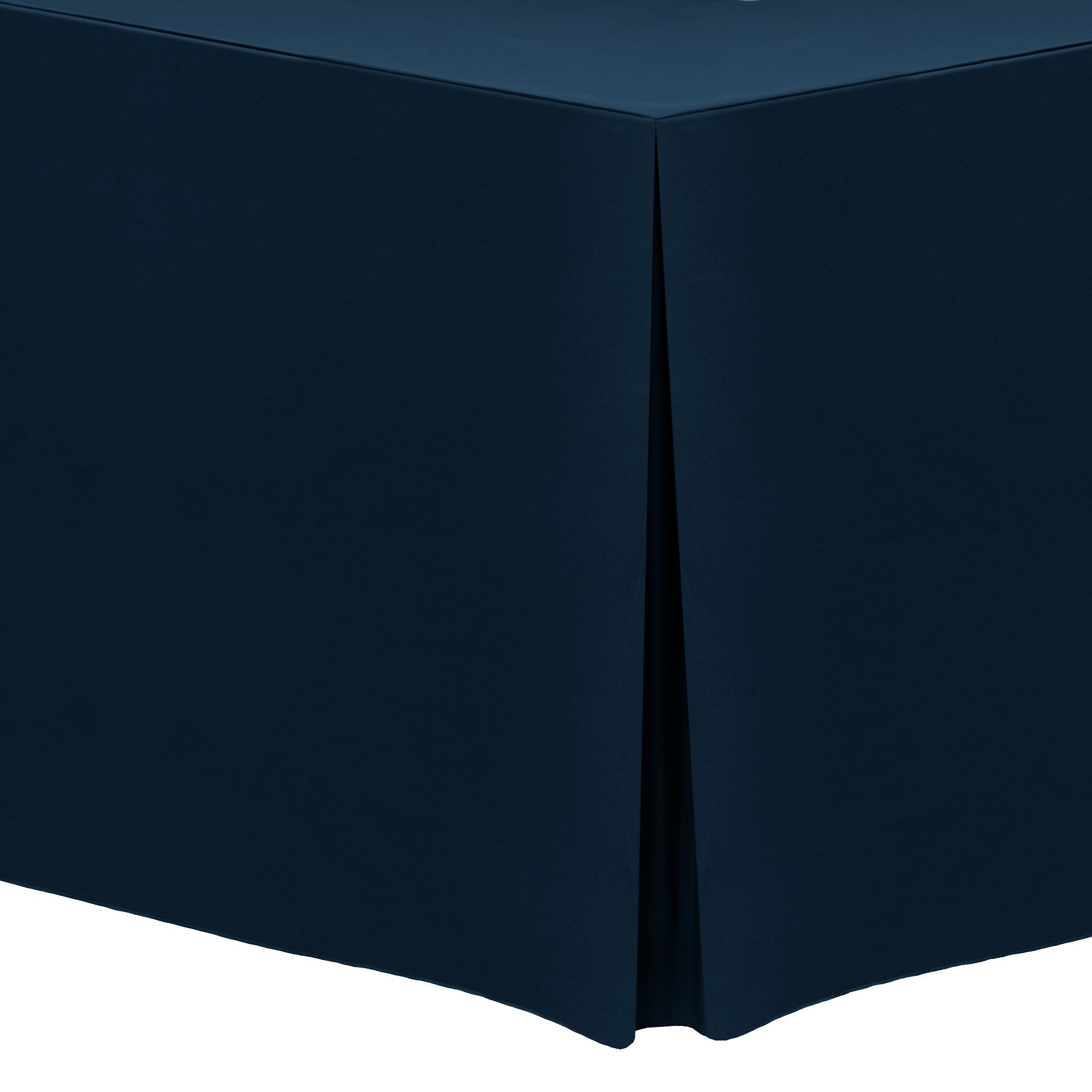3-Pack 8 ft. Premium Polyester Fitted Tablecloth - Fits 30 x 96-Inch Rectangular Tables, Midnight Navy Blue - Perfect for Weddings, Banquets & Formal Dining Events