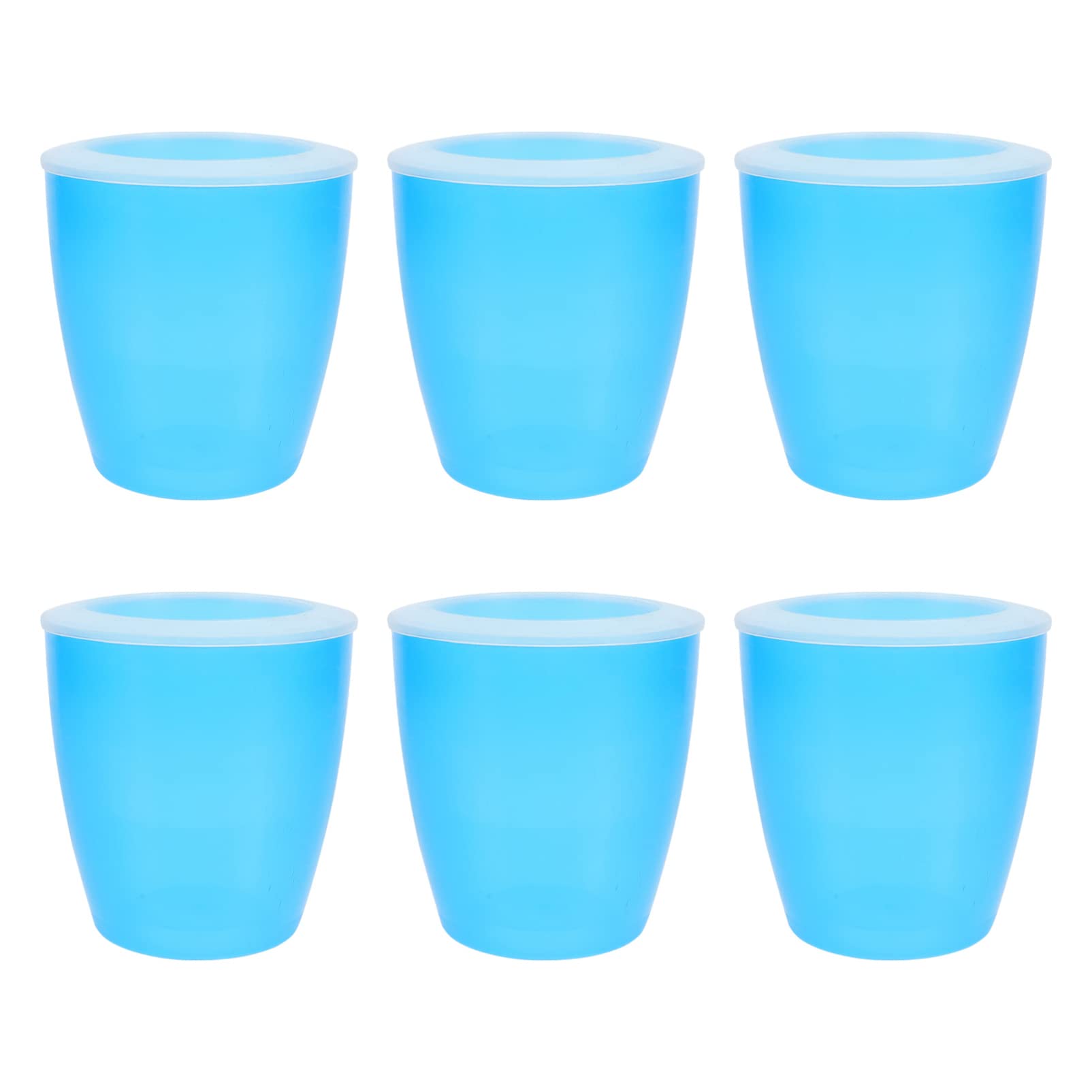 YARDWE 6-Pack Self Watering Planters - Automatic Watering Flower Pots for Succulents, Cactus, Air Plants & Small Indoor Plants (Blue) - Perfect for Home, Office, Balcony & Garden Decor