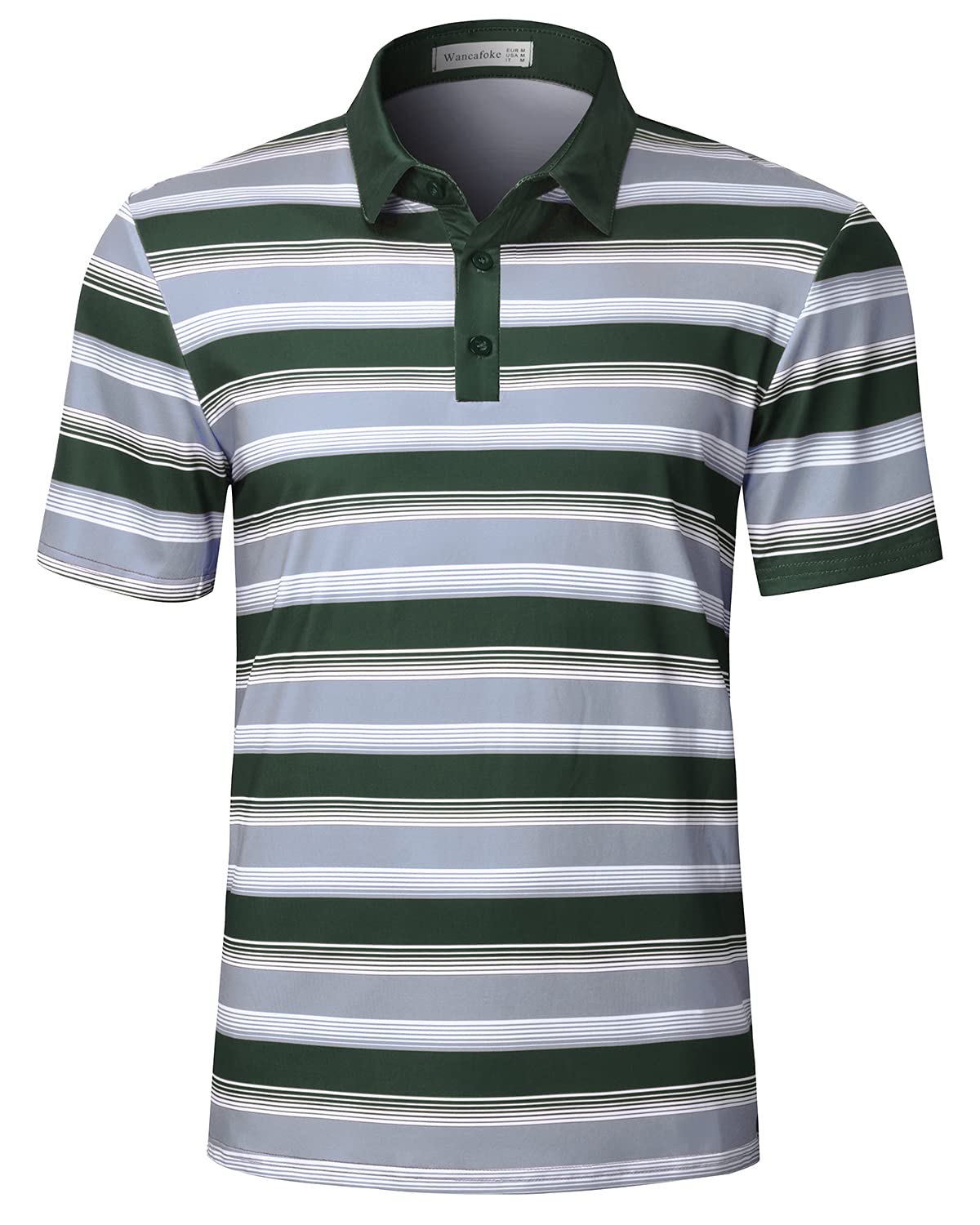Wancafoke Men's Short Sleeve Polo Shirt - Moisture Wicking Golf Shirt with Collar - Breathable & Comfortable for Sports, Casual Wear & Outdoor Activities