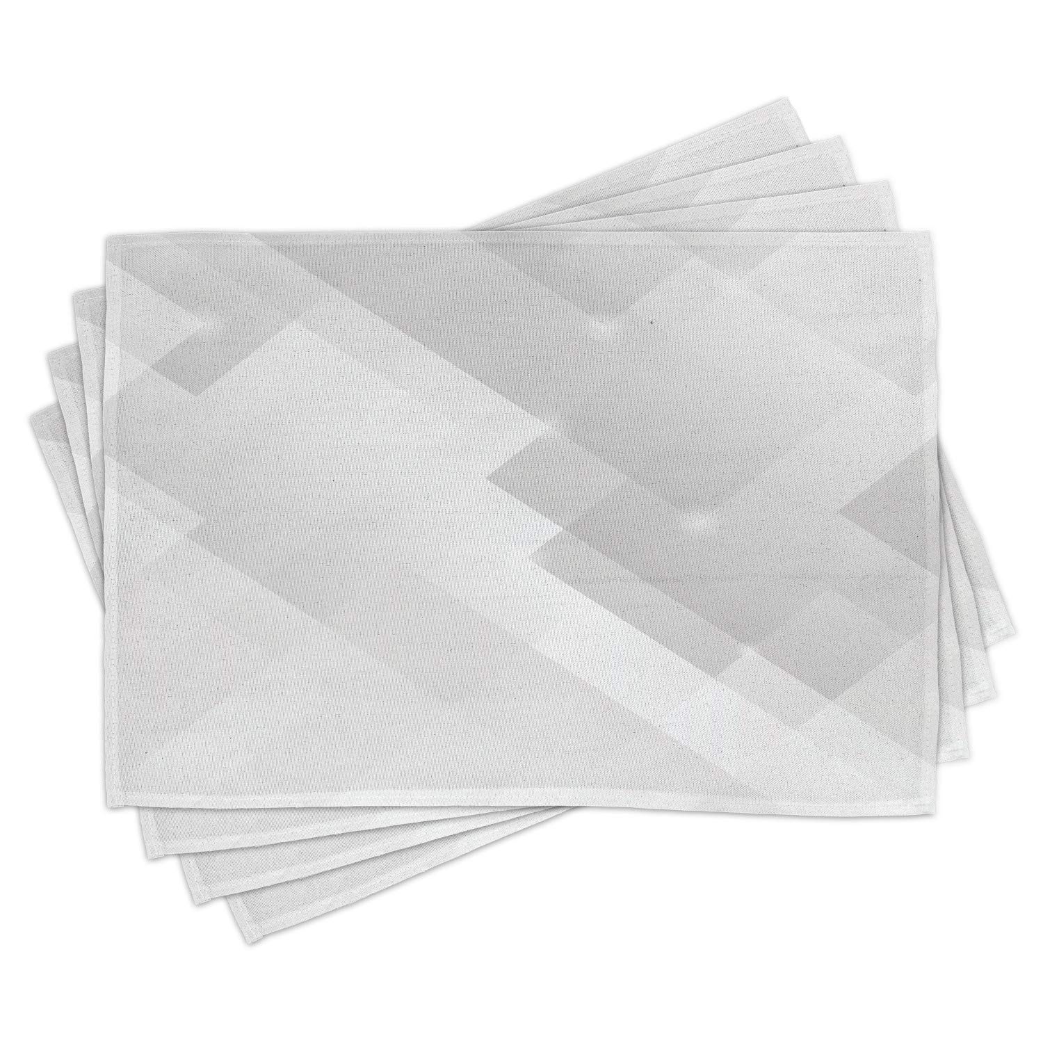 Ambesonne Grey Place Mats Set of 4 - Abstract Soft Tone Stripes Reflection Art Print Washable Fabric Placemats for Dining Table & Kitchen Decor | Perfect for Dinner Parties, Holiday Meals & Everyday Use