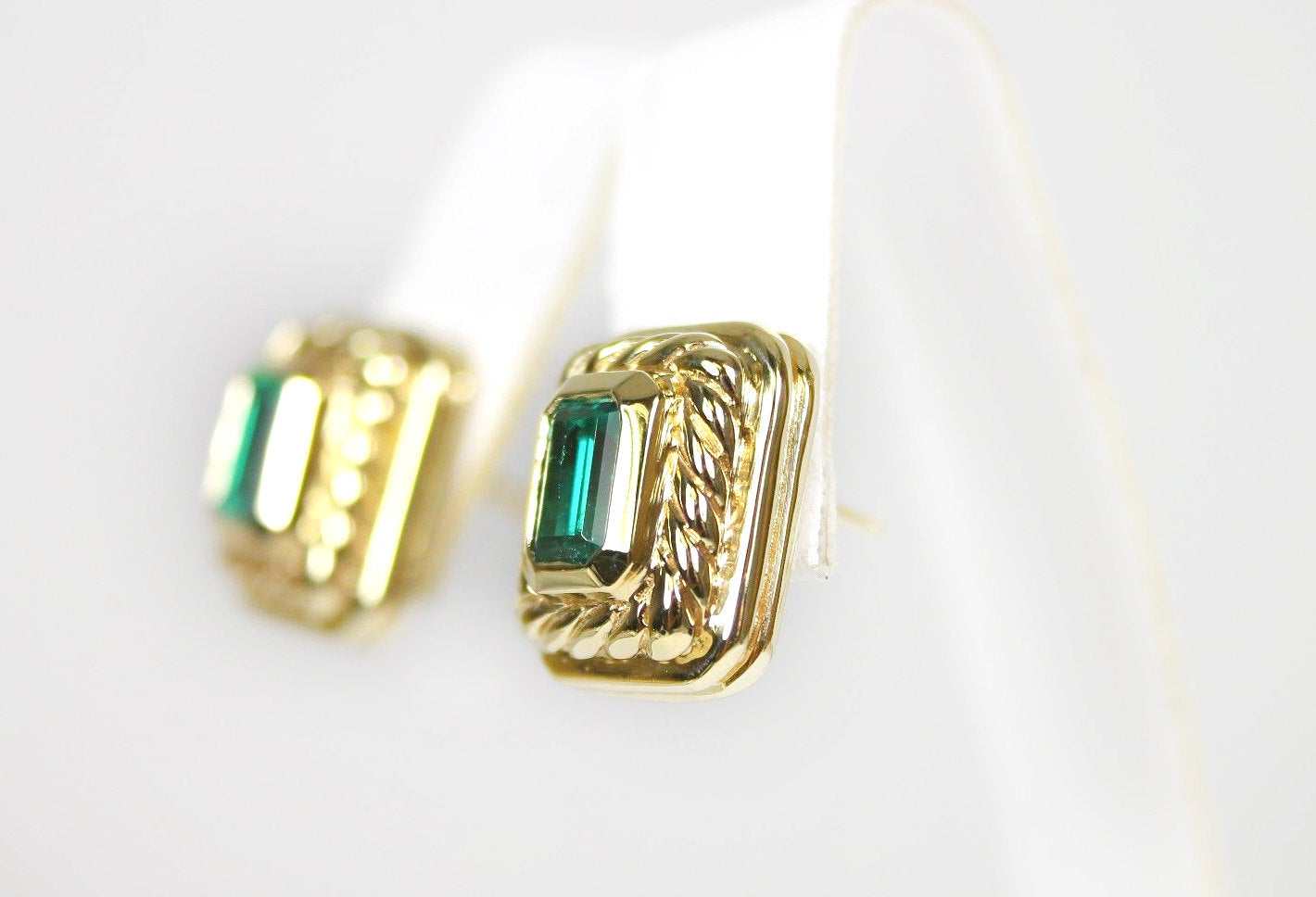 2.85tcw AAA+ Top Quality Colombian Emerald Stud Earrings in 14K Gold - Perfect for Weddings, Parties & Special Occasions