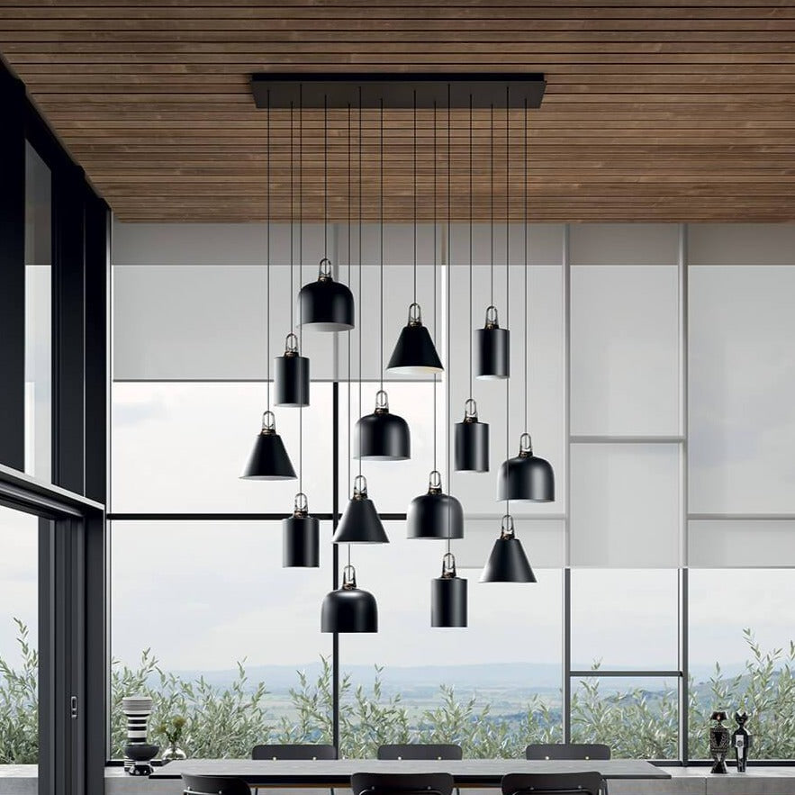 7-Light Rectangular Chandelier Cluster - Modern Dining Room Pendant Lighting for Kitchen Island, Living Room, and Bedroom