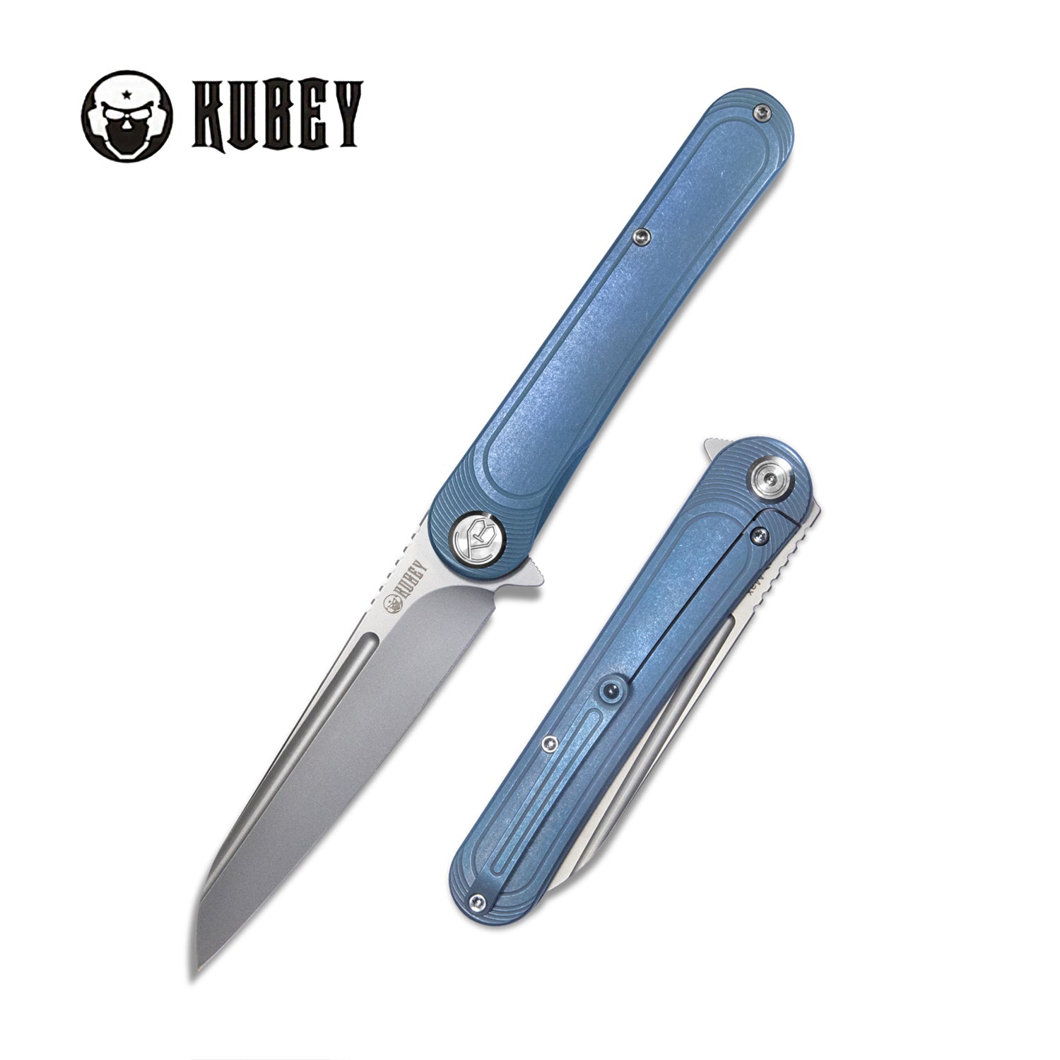 Premium Dandy Frame Lock Folding Knife - Anodized Blue Titanium Handle, 3.94